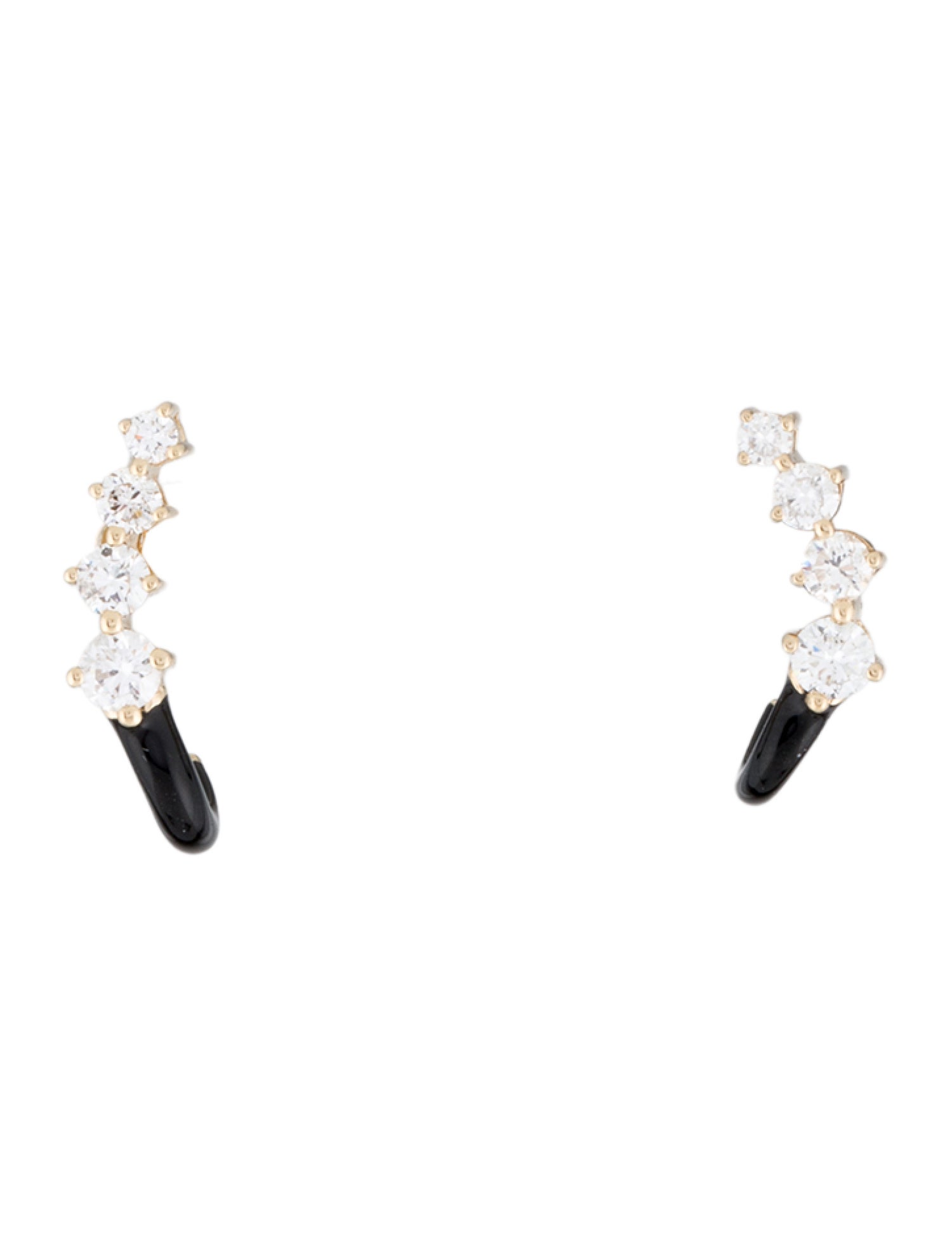 Earrings 14K Diamond & Enamel Drop