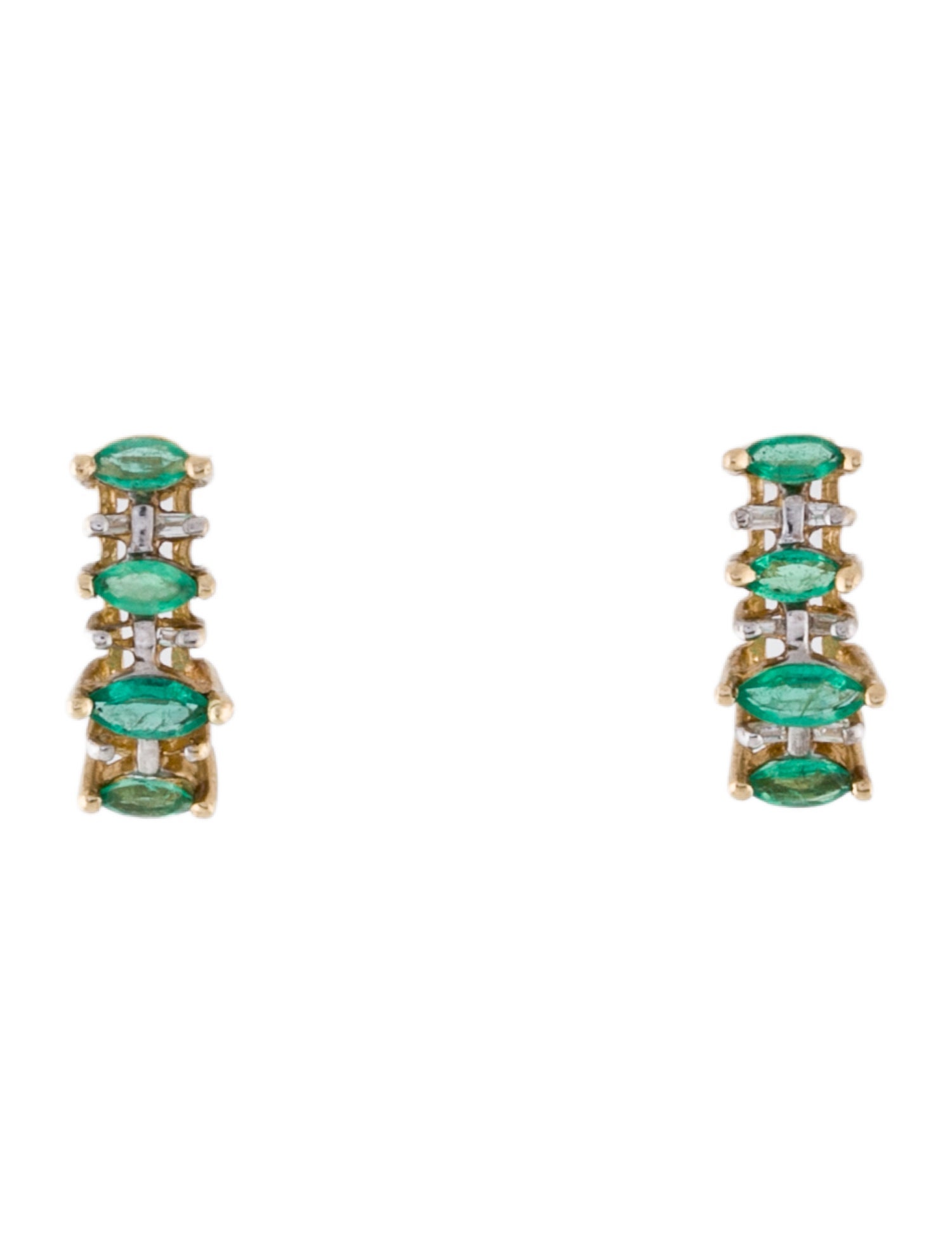 Earrings 10K Emerald & Diamond Drop