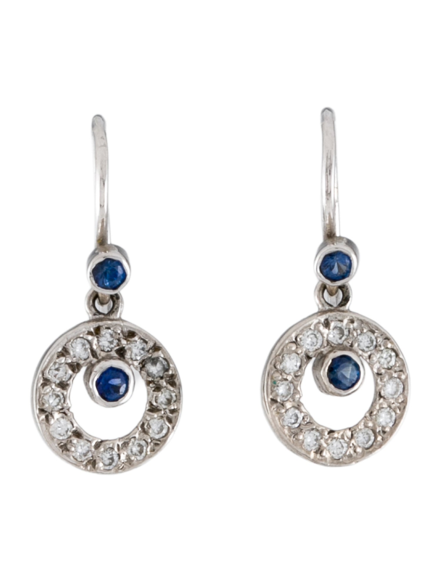 Earrings 14K Sapphire & Diamond Drop