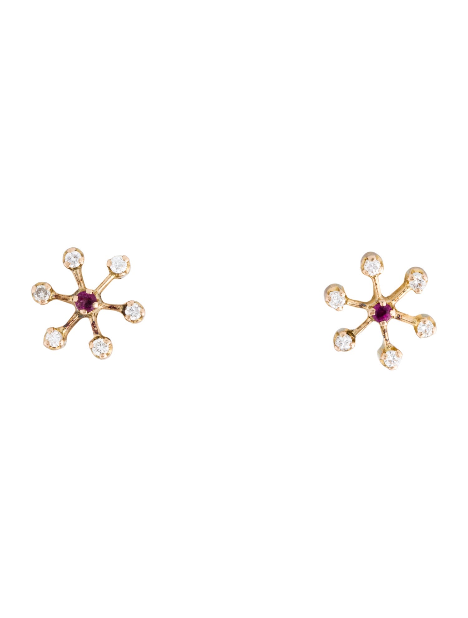 Earrings 14K Ruby & Diamond Stud