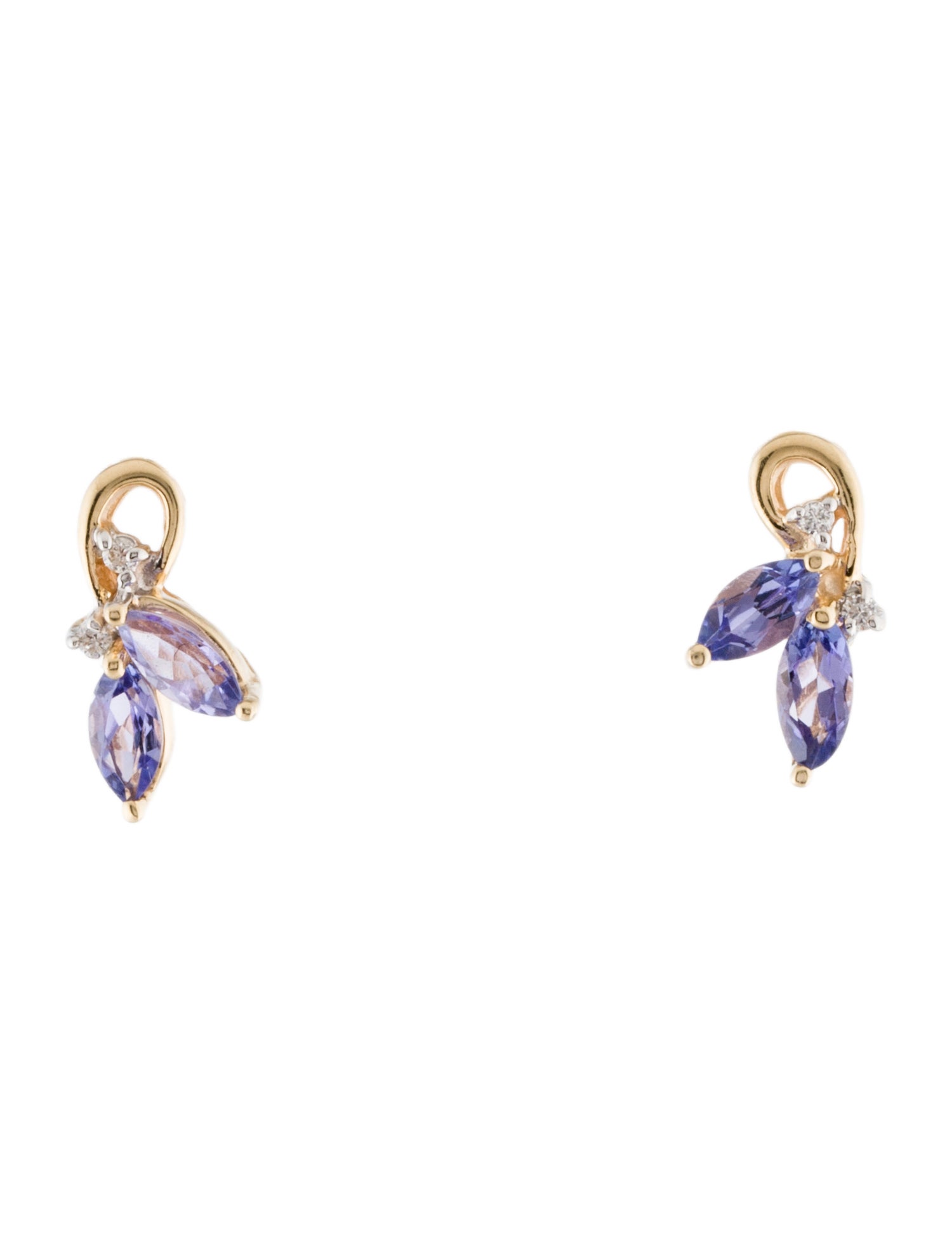 Earrings 14K Tanzanite & Diamond Stud