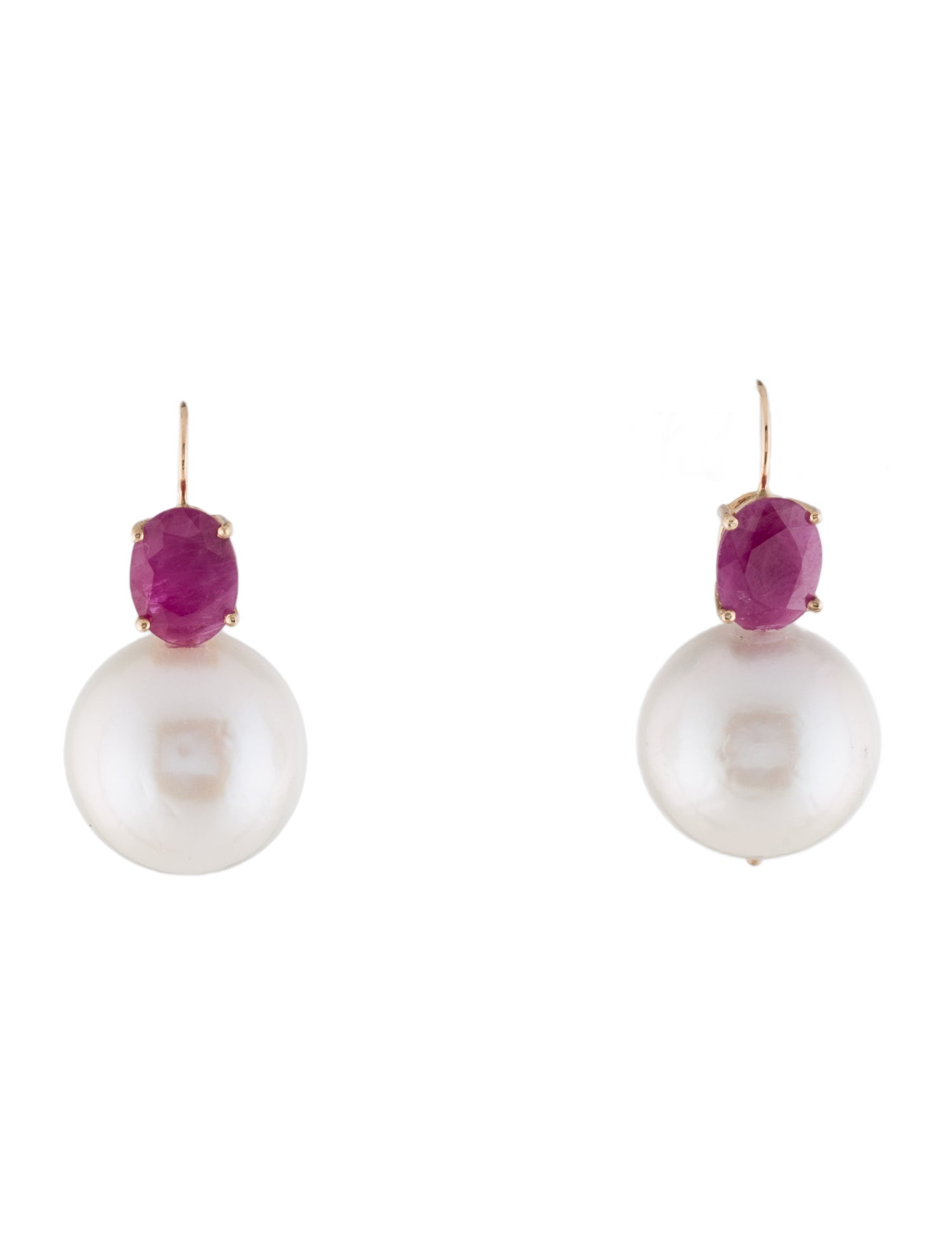 Earrings 14K Pearl & 1.84ctw Ruby Drop