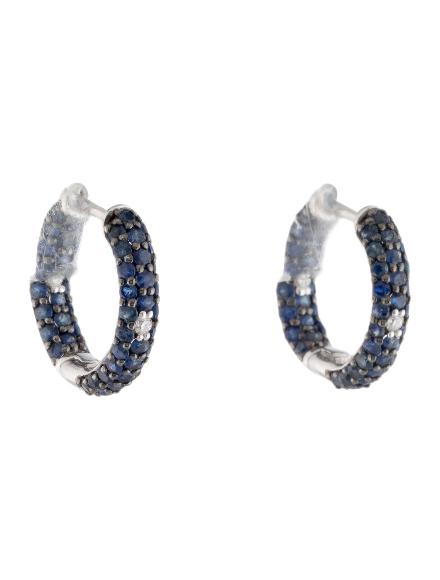 Earrings Platinum Sapphire & Diamond Huggie