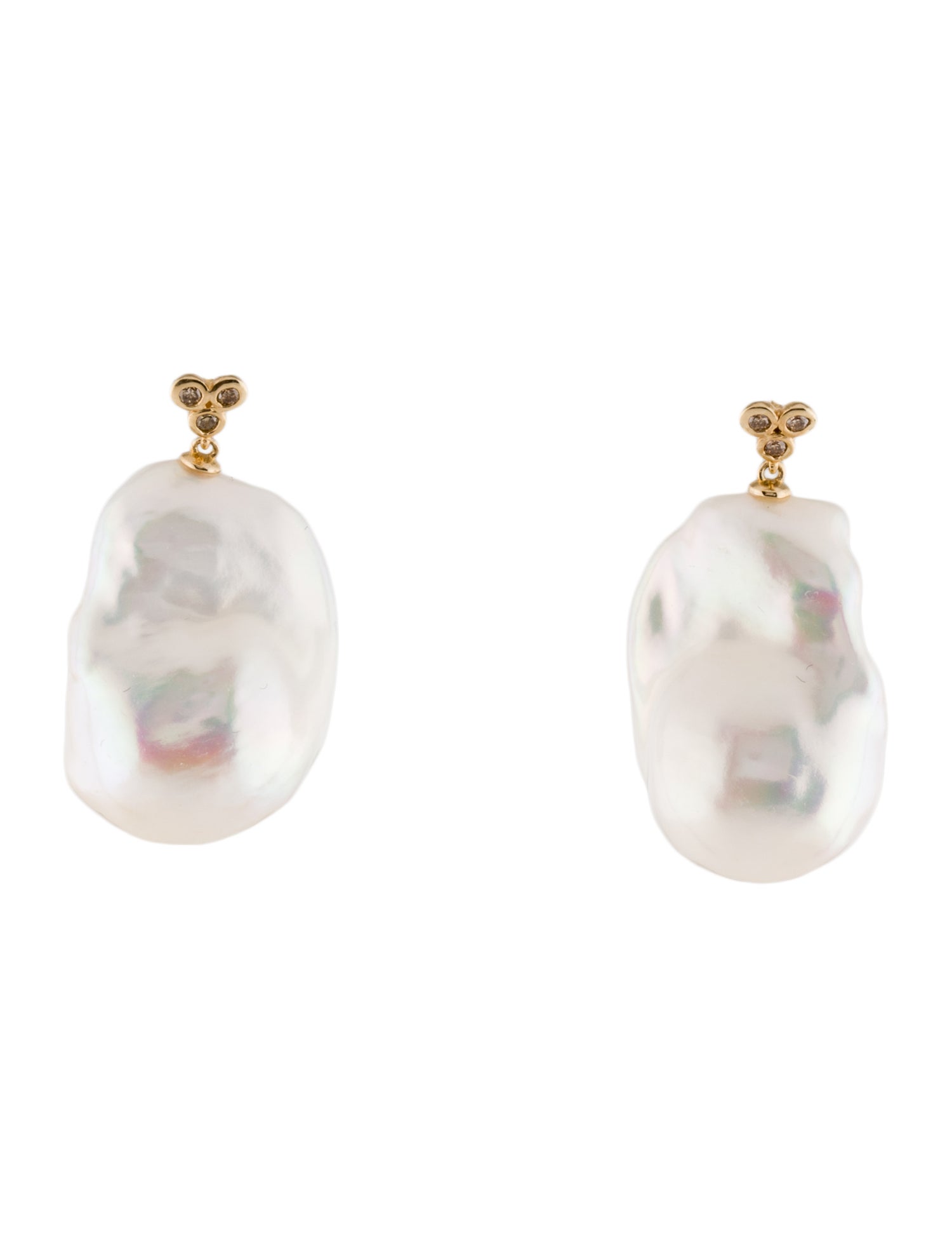 Earrings 14K Pearl & Diamond Drop