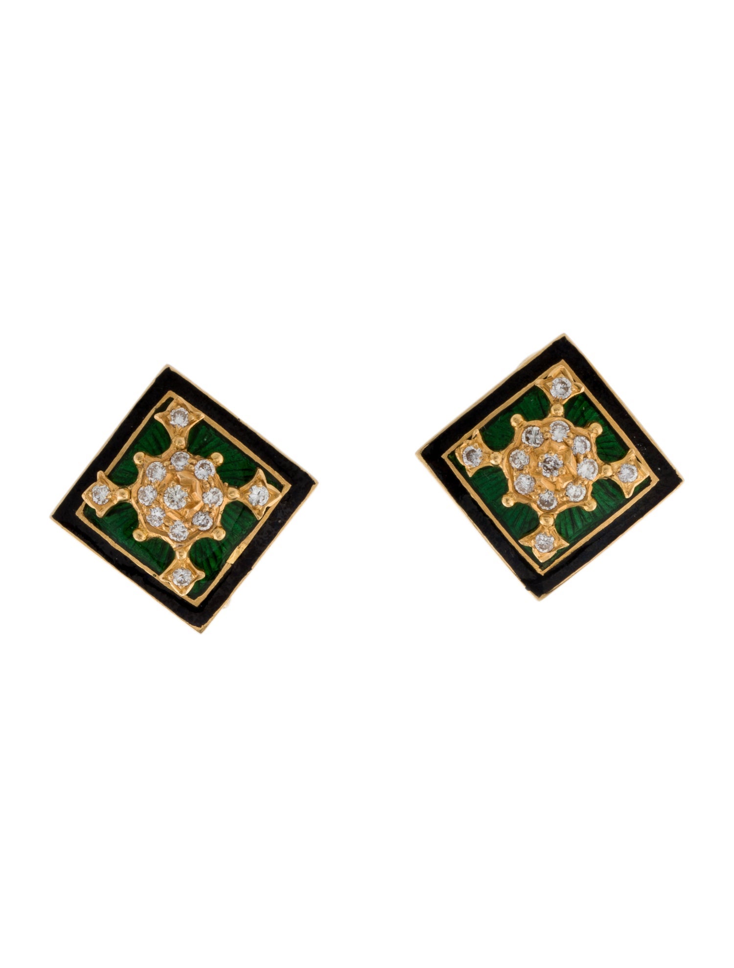 Earrings 22K Diamond & Enamel Earclip
