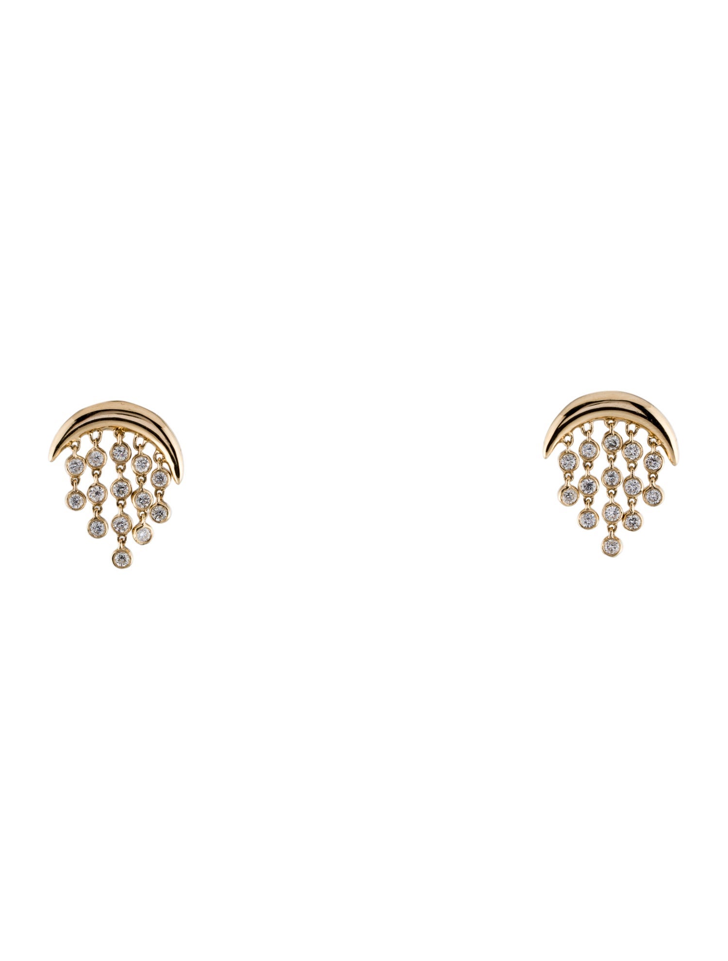 Earrings 14K Crescent Diamond Drop