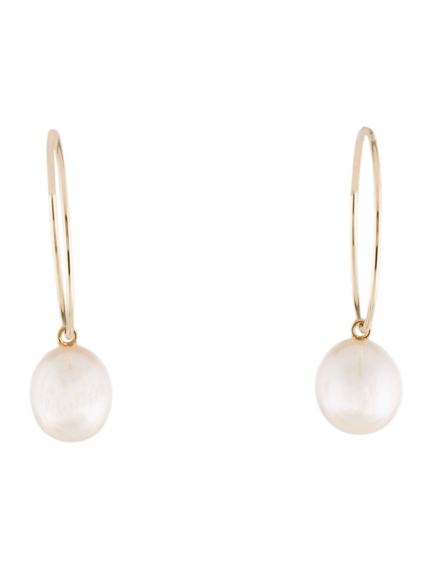 Earrings 14K Pearl Drop Hoop