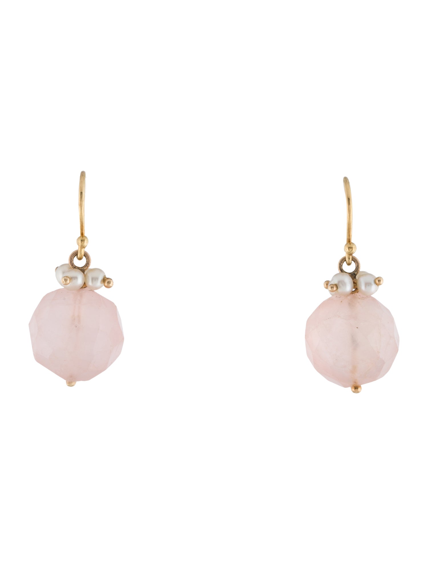 Earrings Pearl & Rose Quartz Cluster Drop