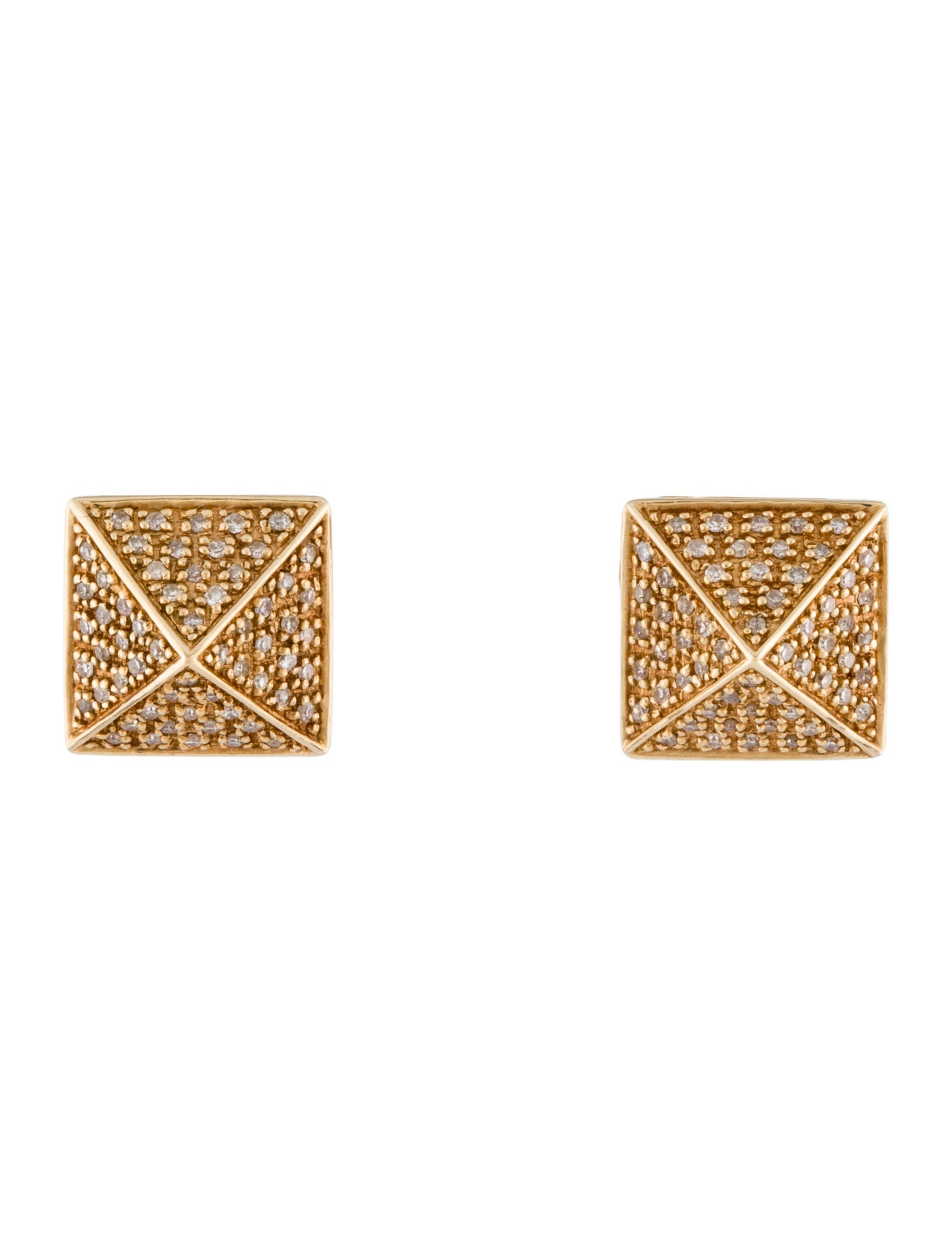 Earrings 14K Diamond Pyramid Stud