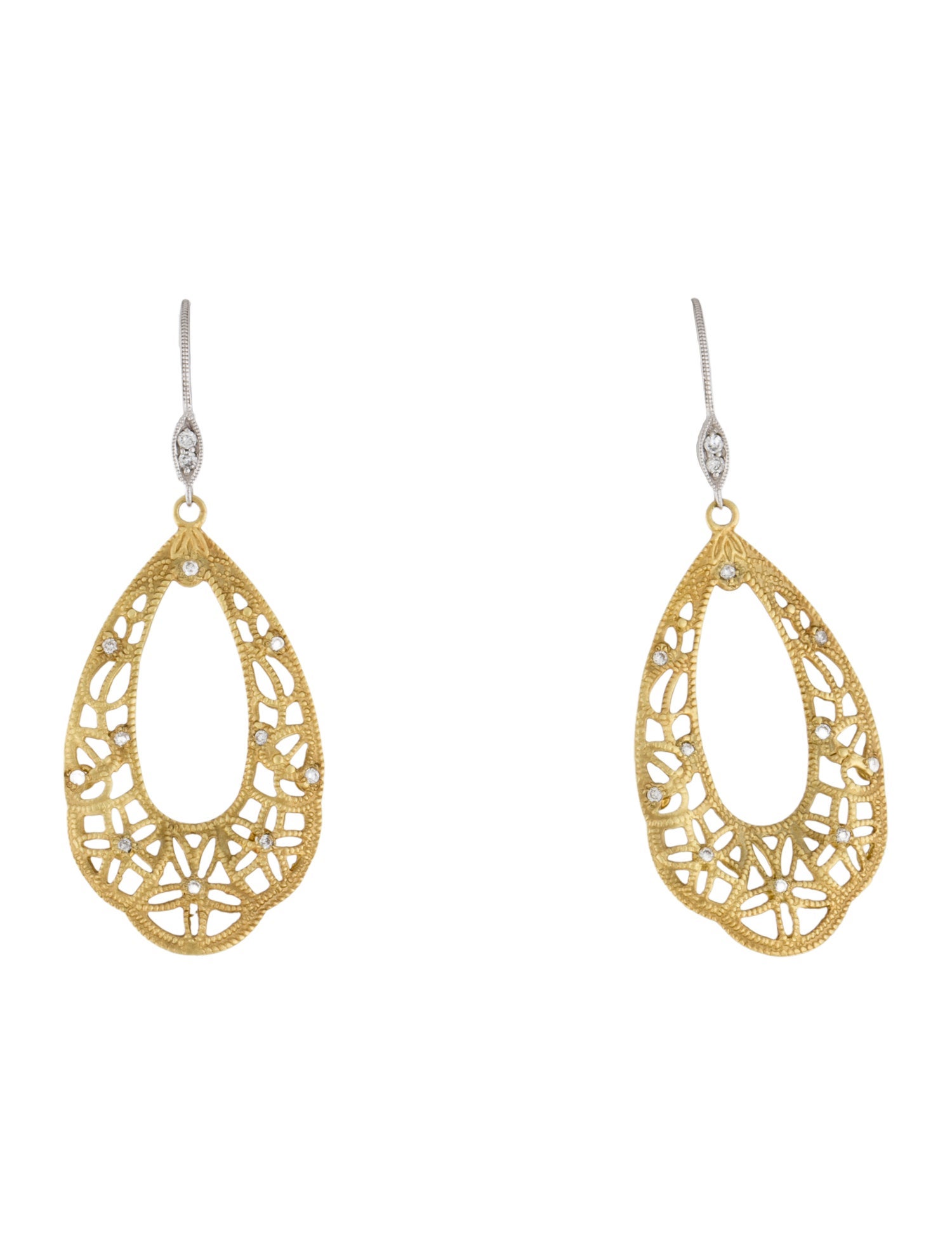 Earrings 14K Diamond Openwork Drop