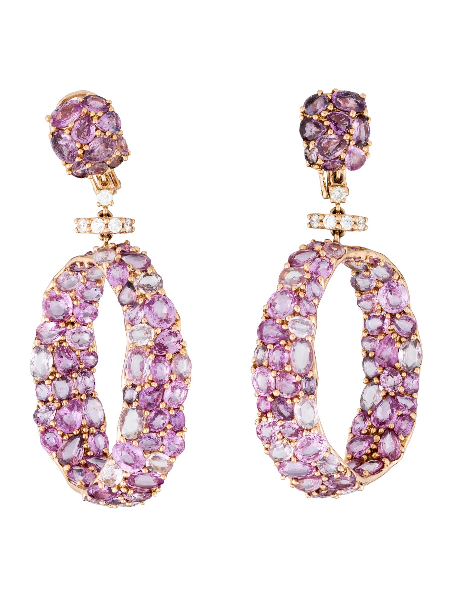 Earrings 18K Pink Sapphire & Diamond Statement Drop Earrings