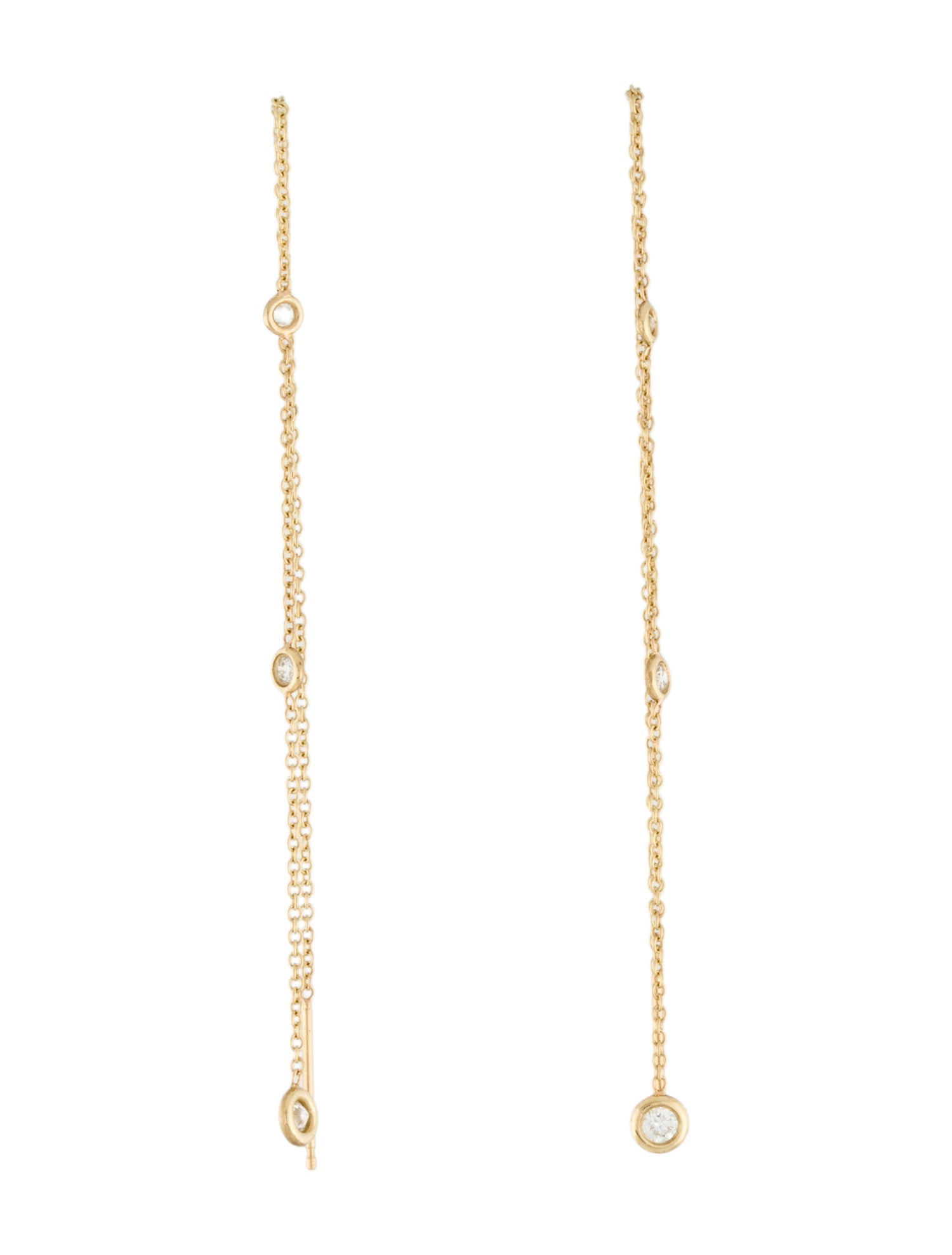 Earrings 14K Diamond Threader Drop