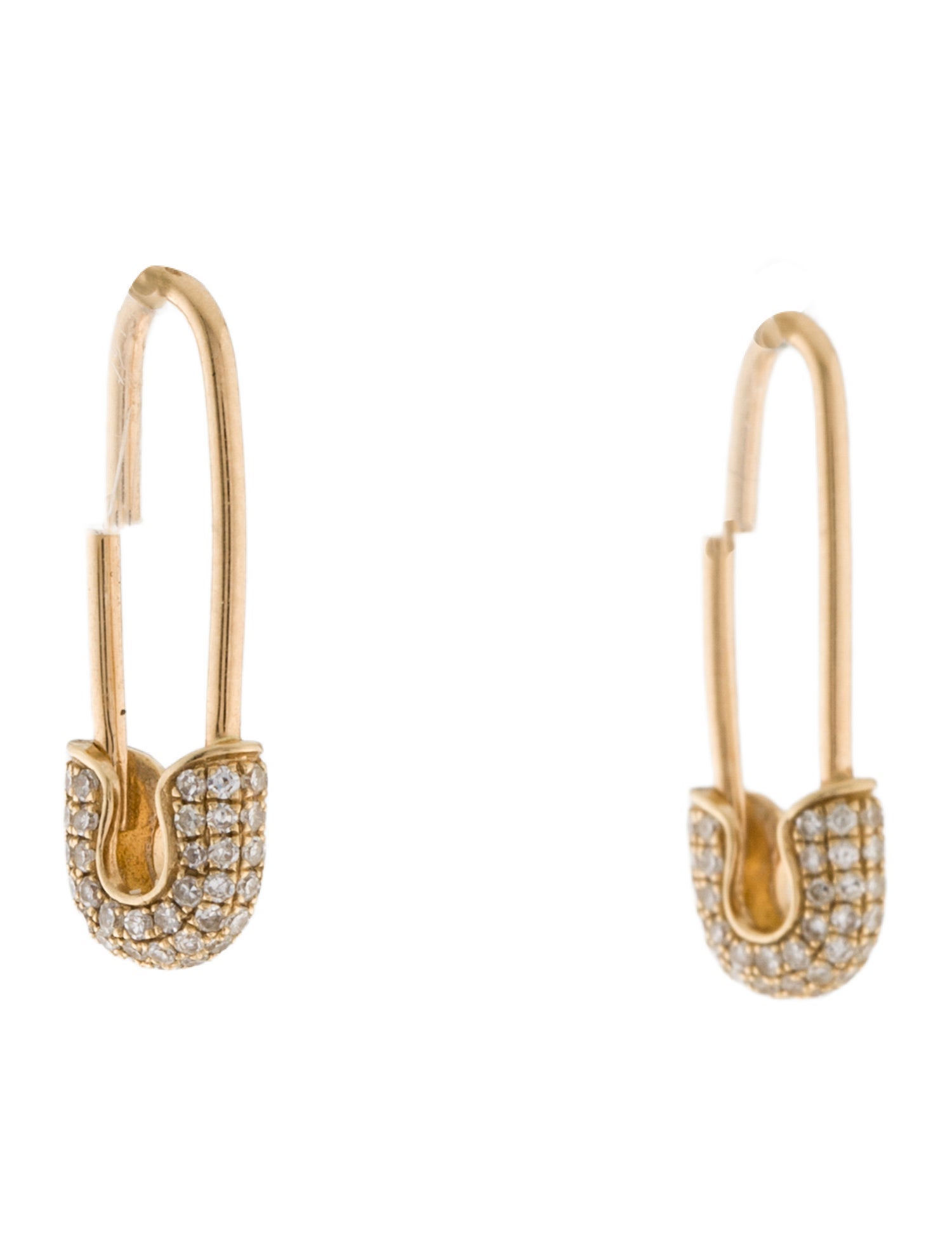 Earrings 14K Diamond Safety Pin