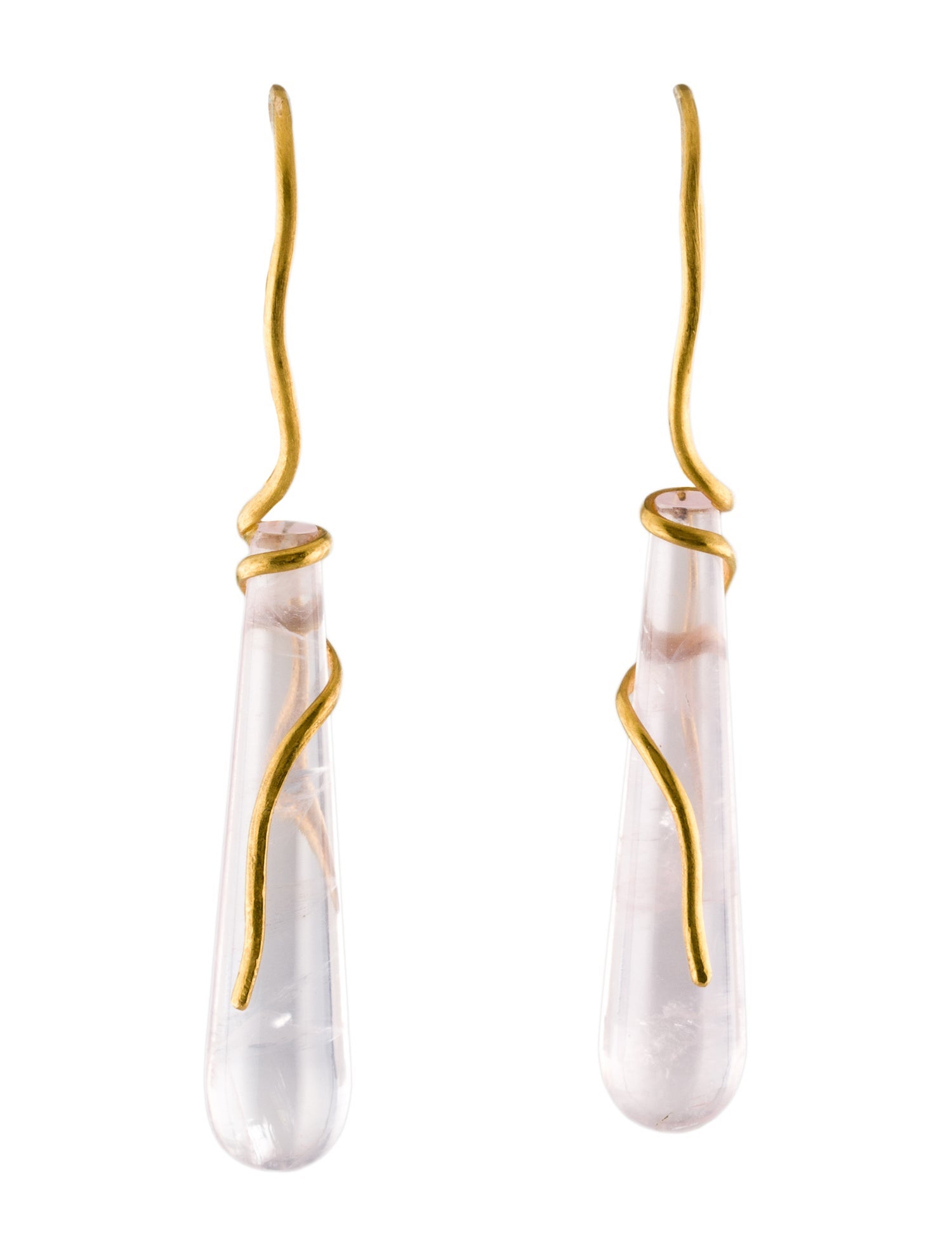 Earrings 22K Rose Quartz Drop