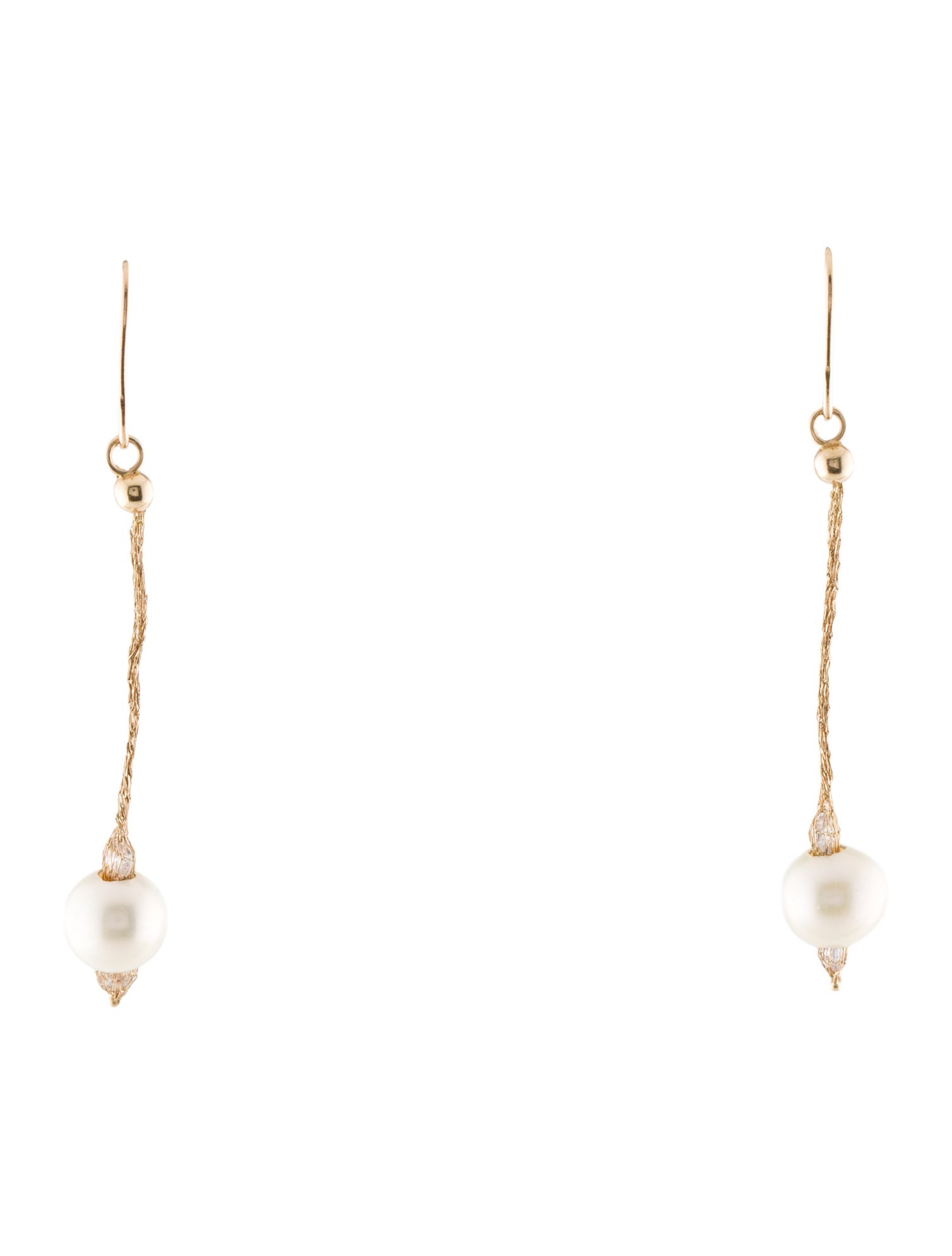 Earrings 14K Pearl & Diamond Drop