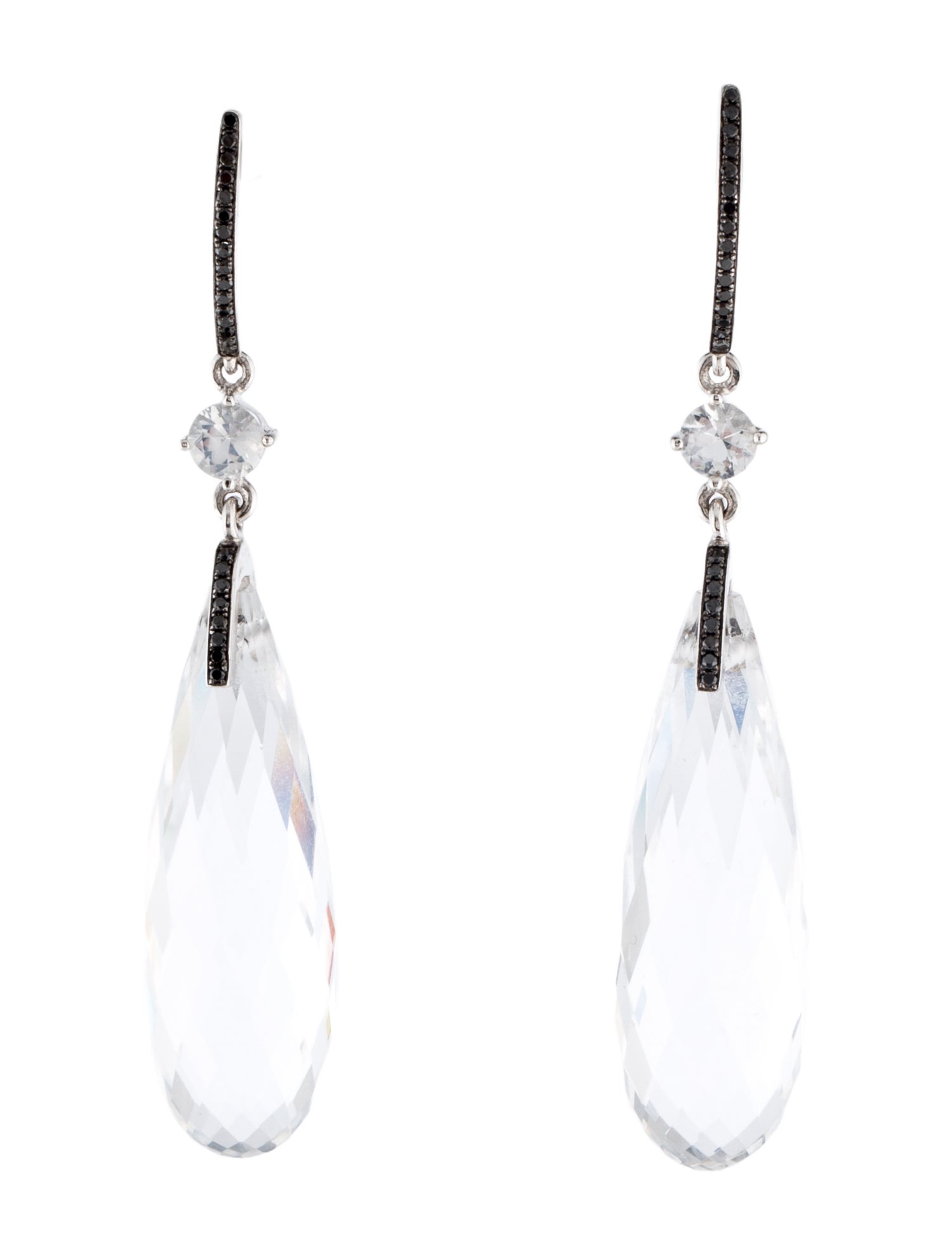 Earrings 18K Diamond, Topaz & Quartz Drop