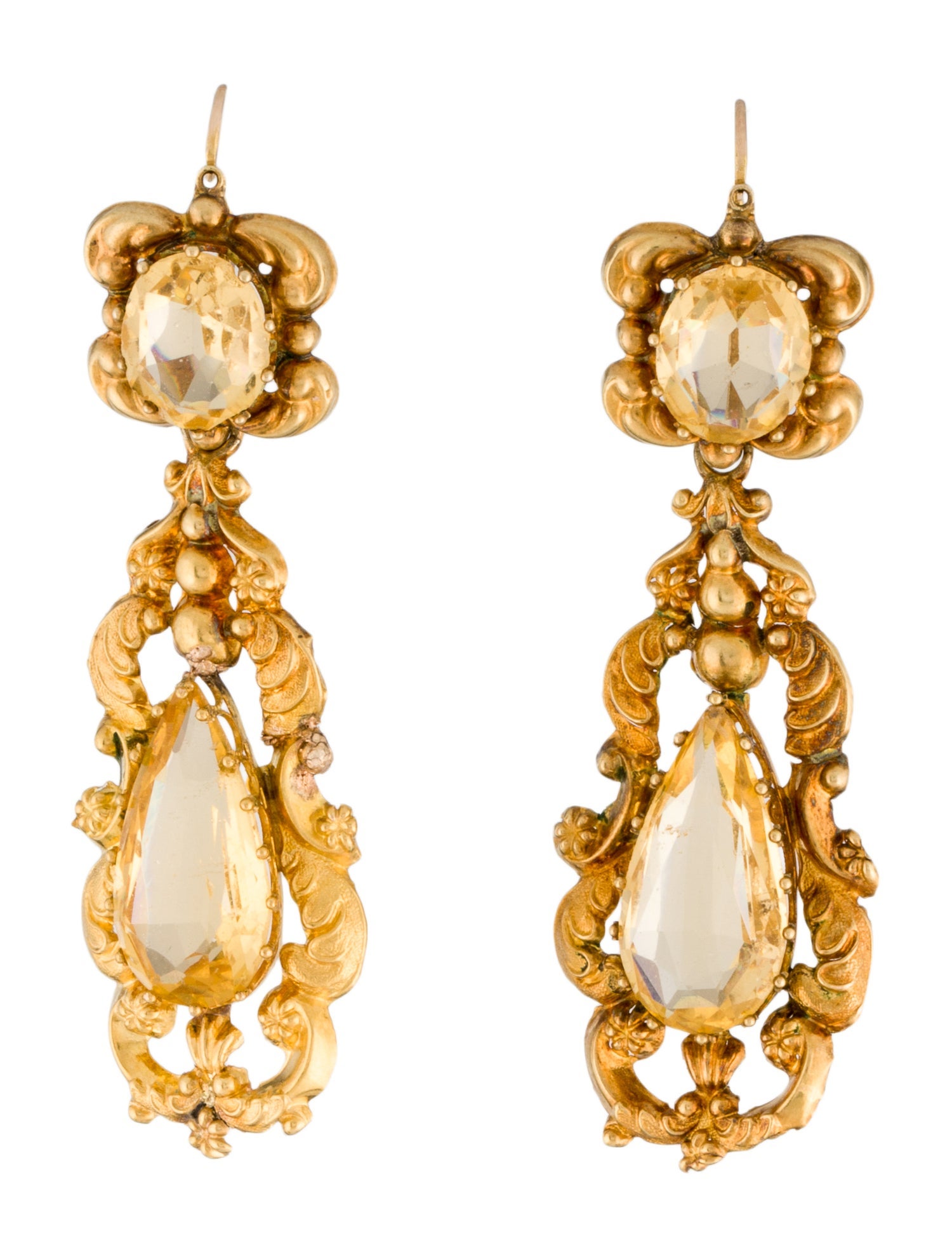 Earrings Antique 14K Glass Drop