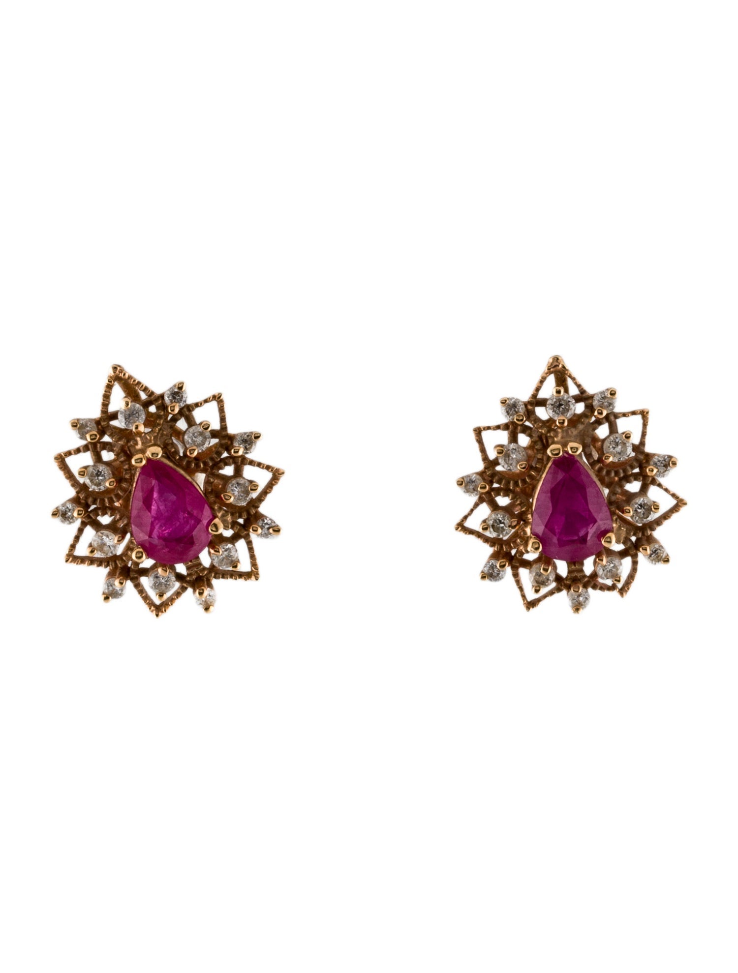 Earrings 14K Ruby & Diamond Stud