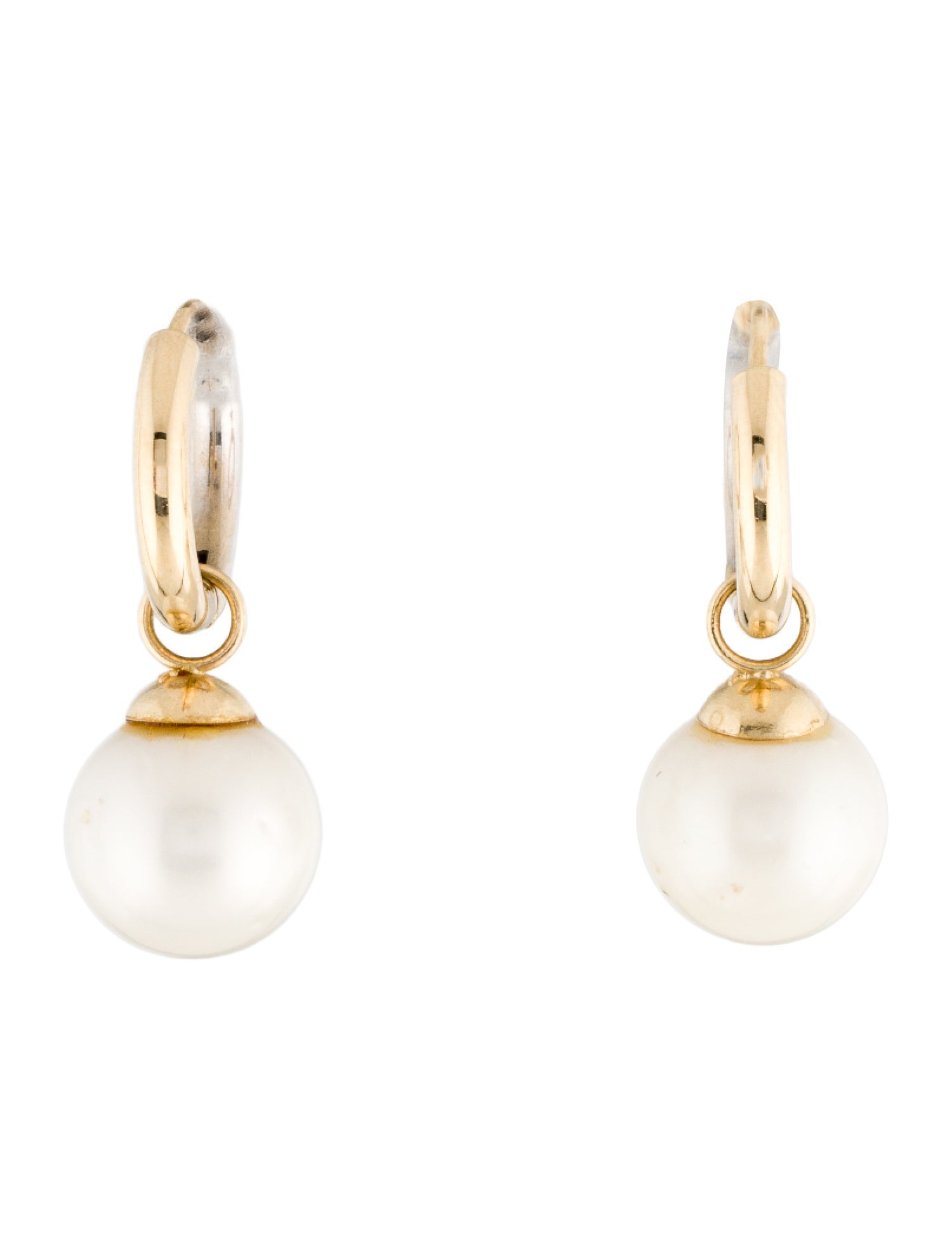 Earrings 14K Pearl Drop Hoop
