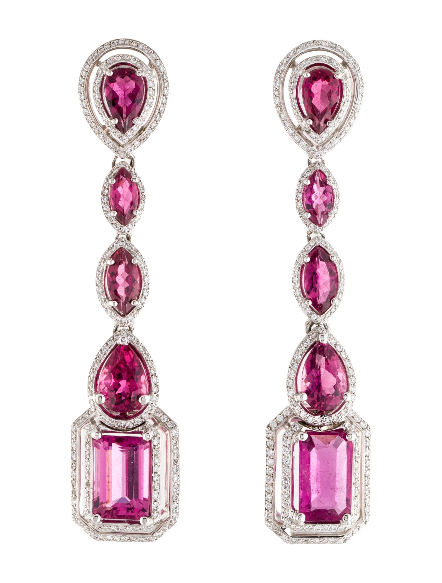 Earrings 18K 10.28ctw Tourmaline & Diamond Drop