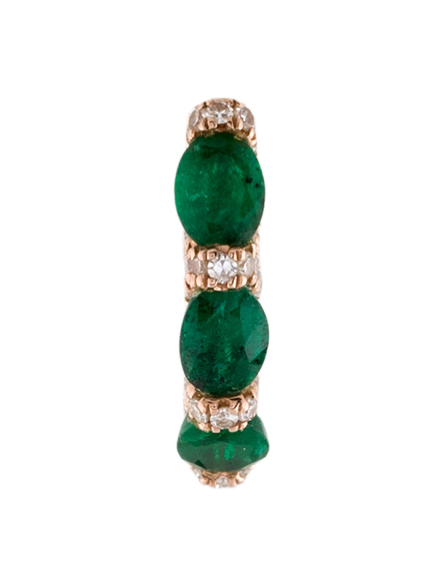 Earrings 14K Diamond & Emerald Single Huggie Earring
