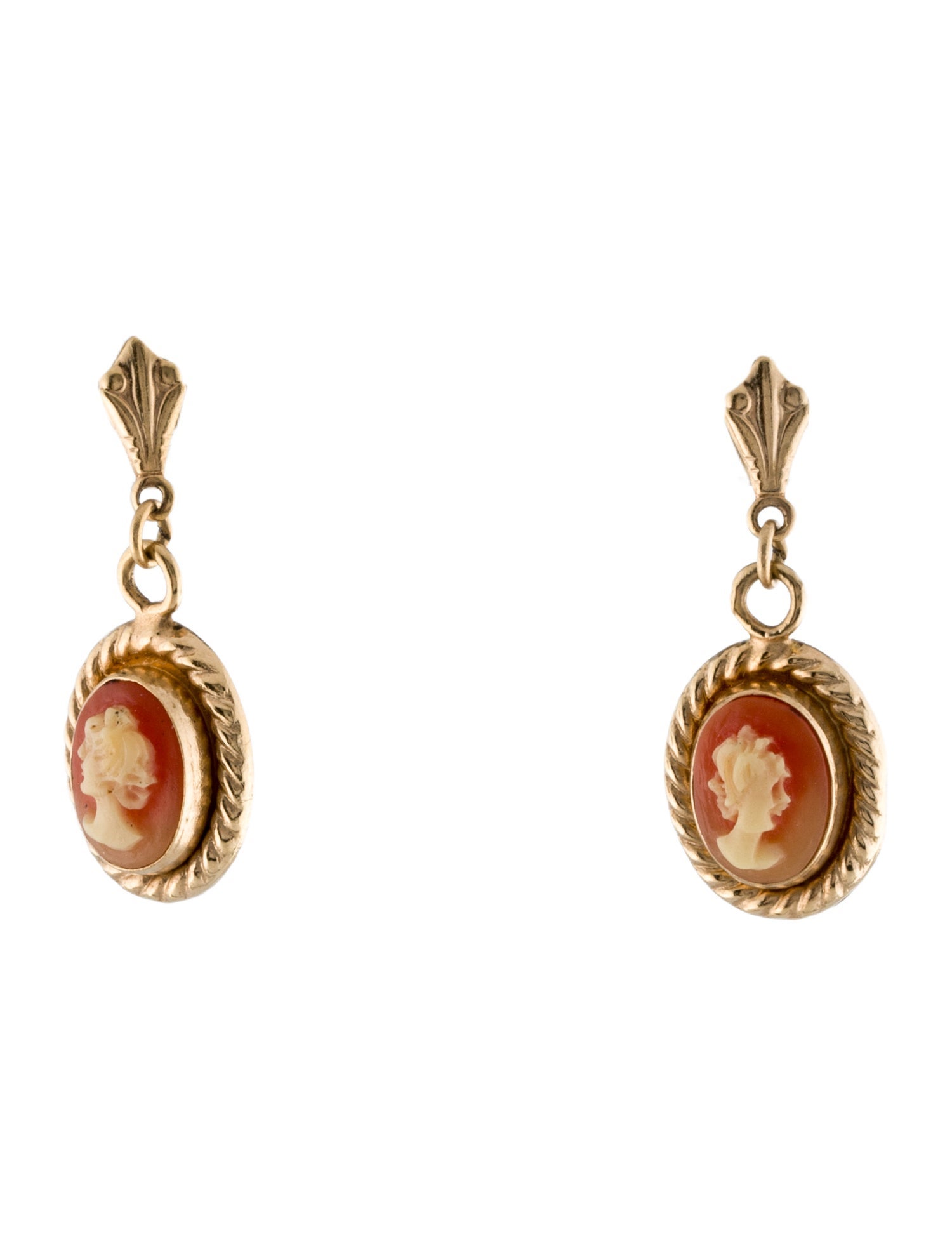 Earrings 14K Cameo Drop