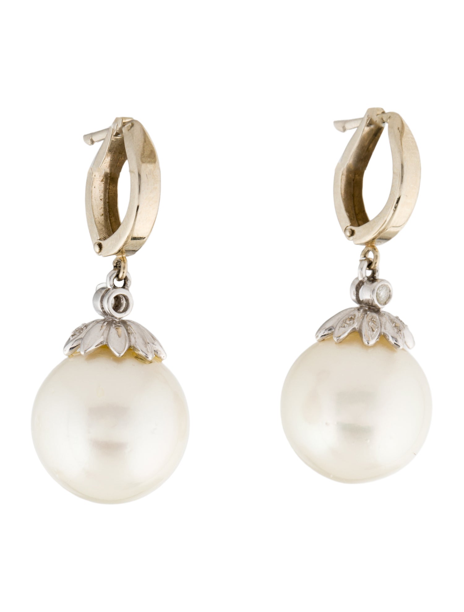 Earrings 14K Pearl & Diamond Drop