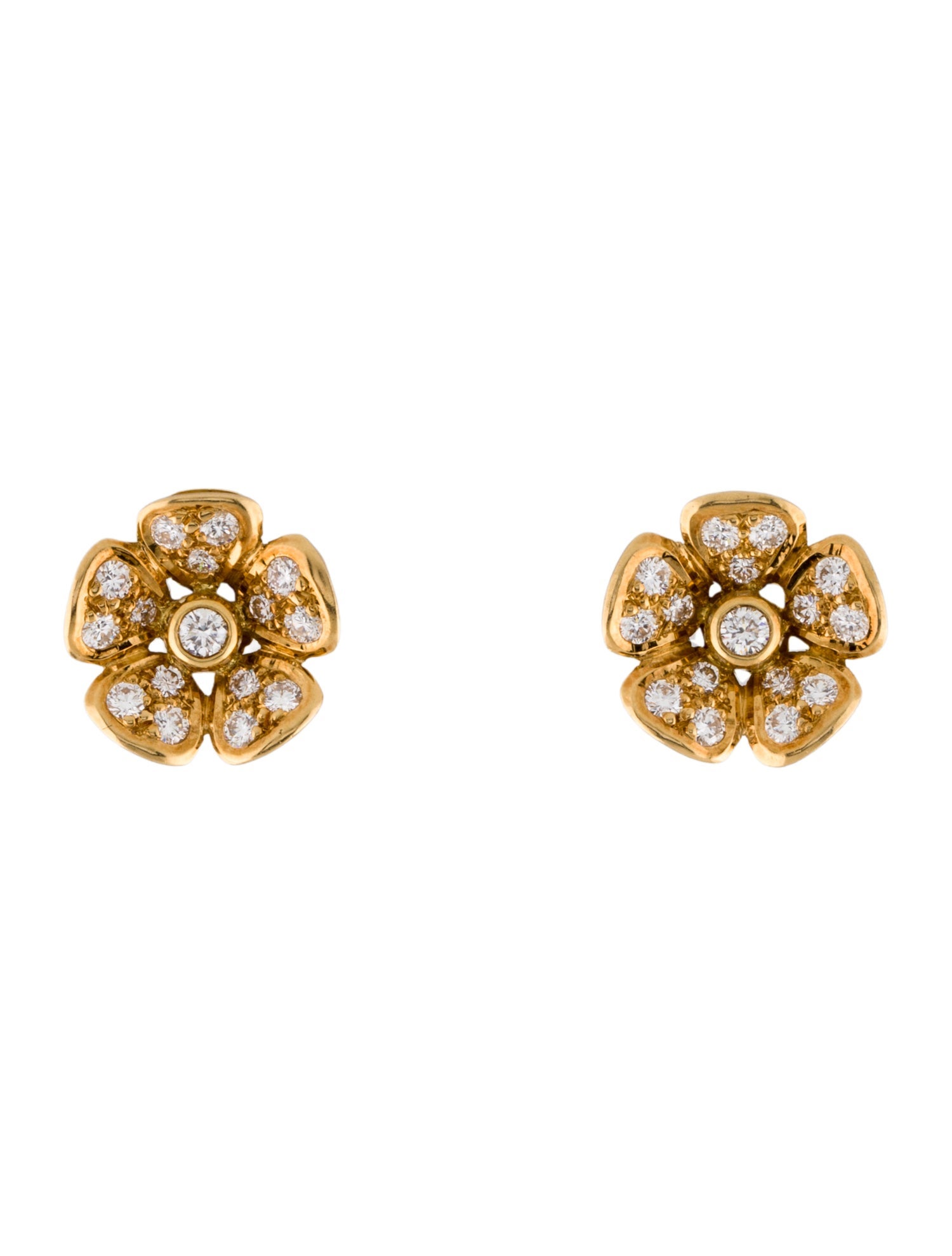 Earrings 18K Diamond Flower Stud