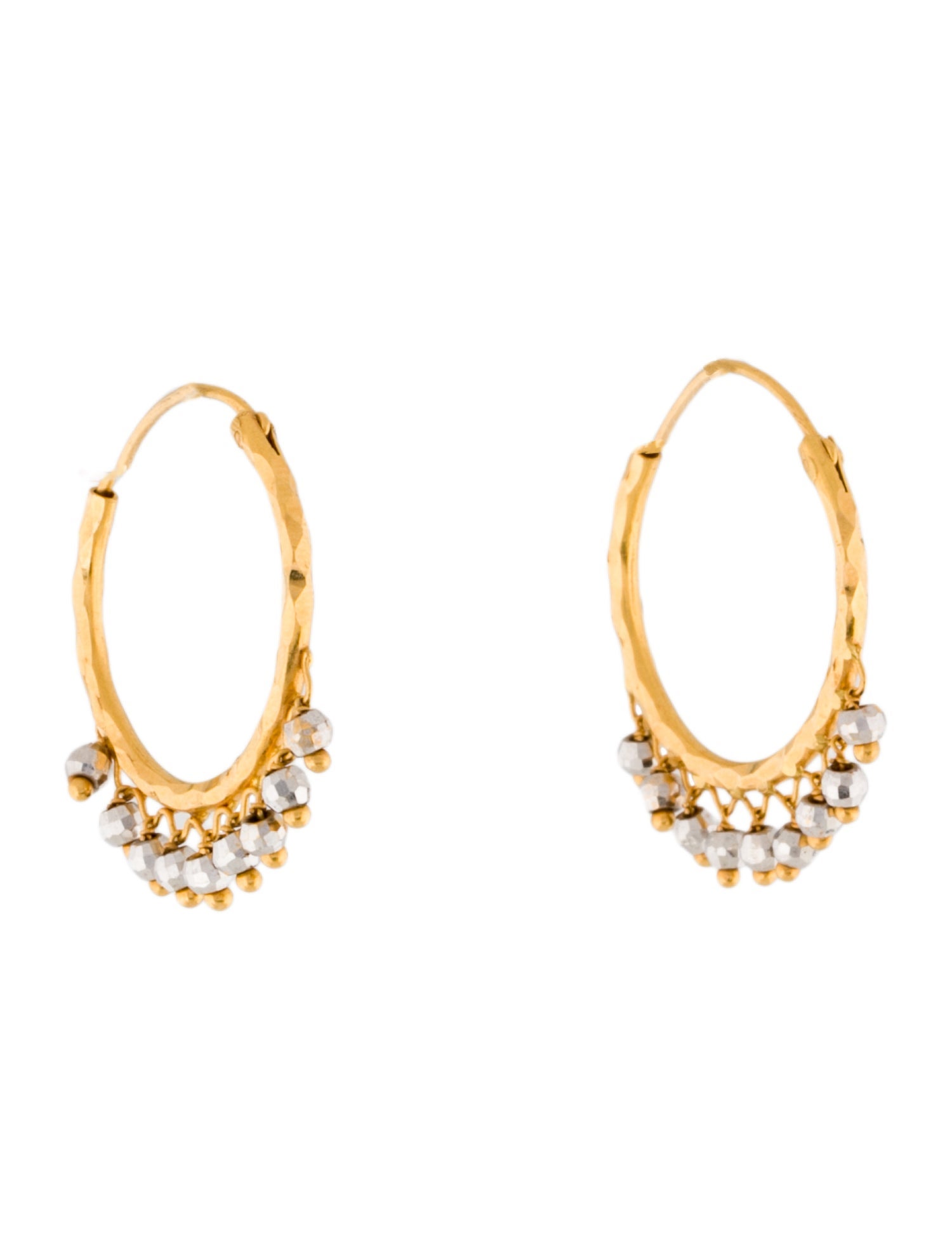 Earrings 22K Two-Tone Dangle Hoop