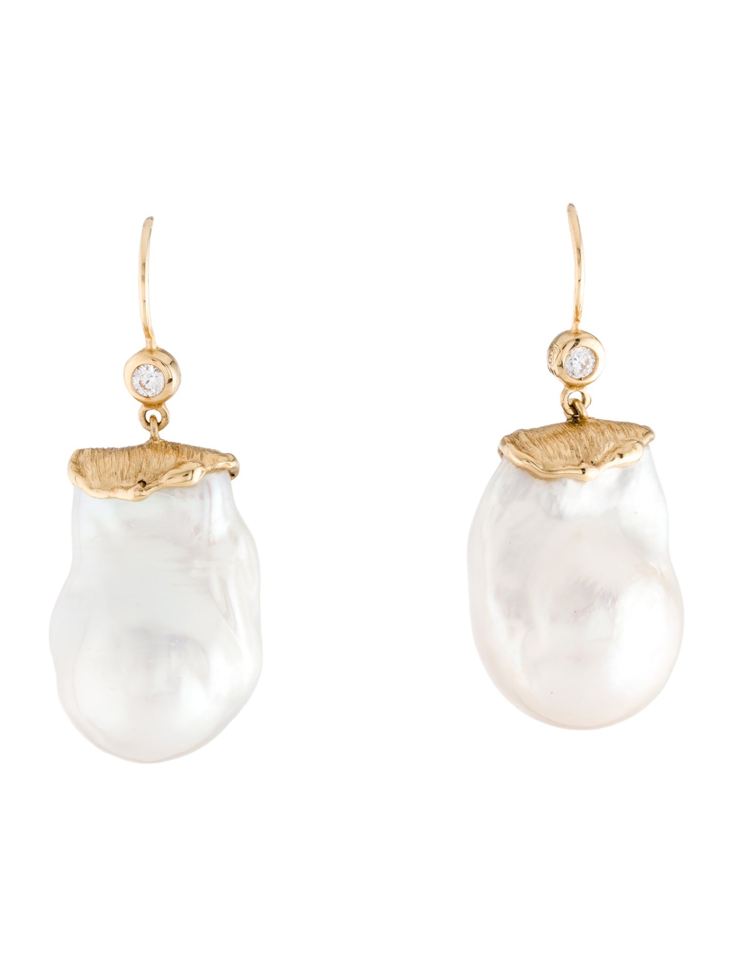 Earrings 14K Pearl & Diamond Drop Earrings