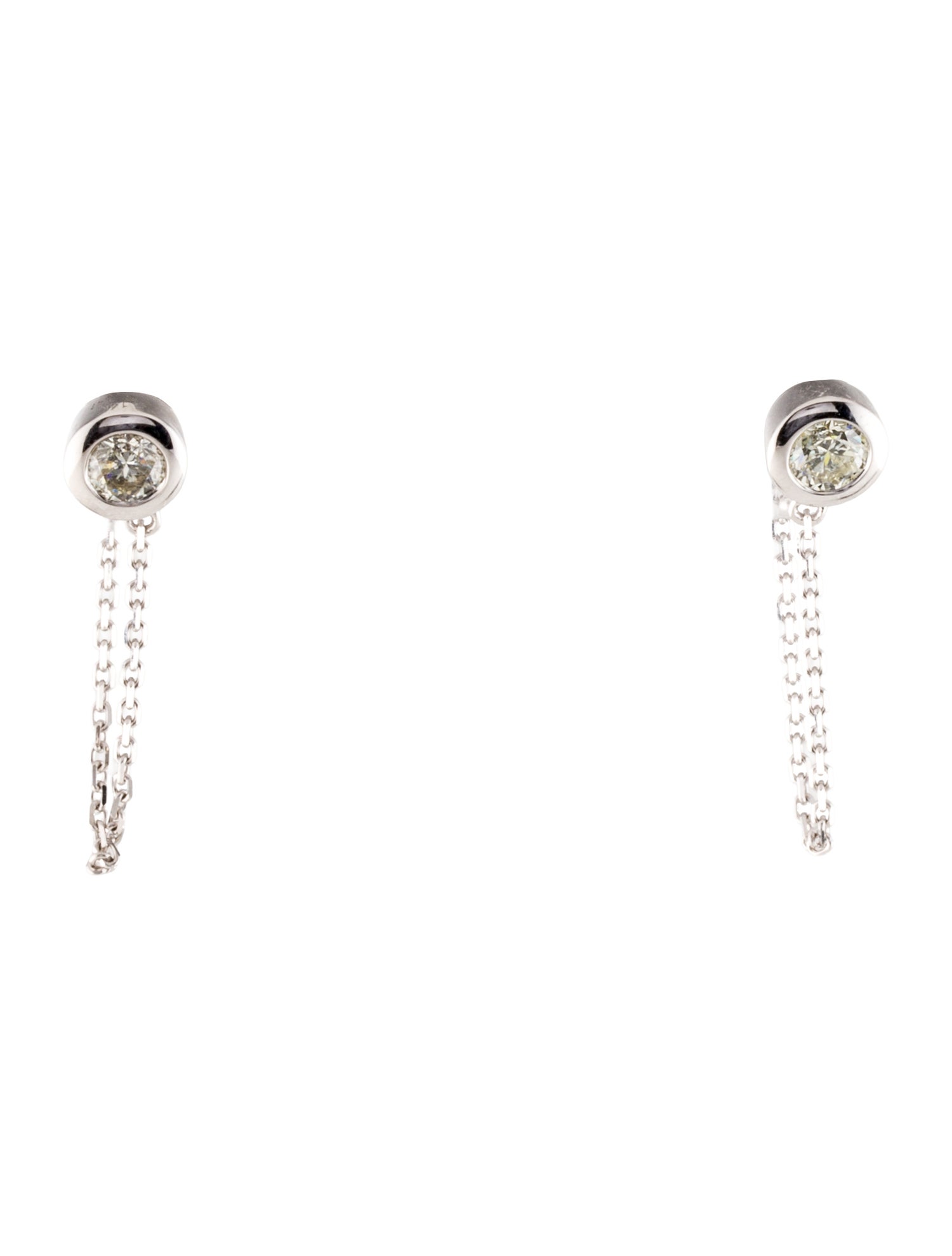 Earrings 14K Diamond Stud Chain Drop Earrings