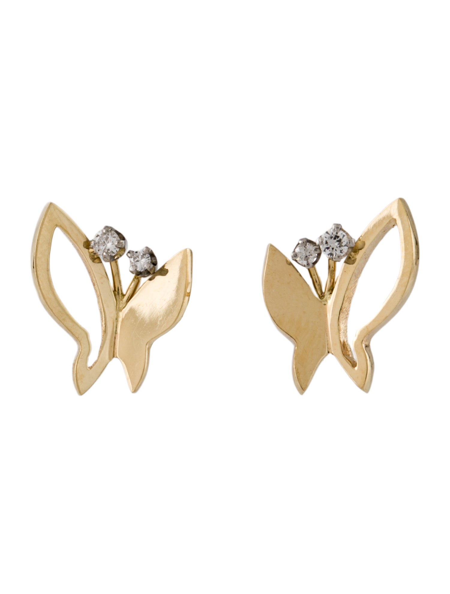 Earrings 14K Diamond Butterfly Stud