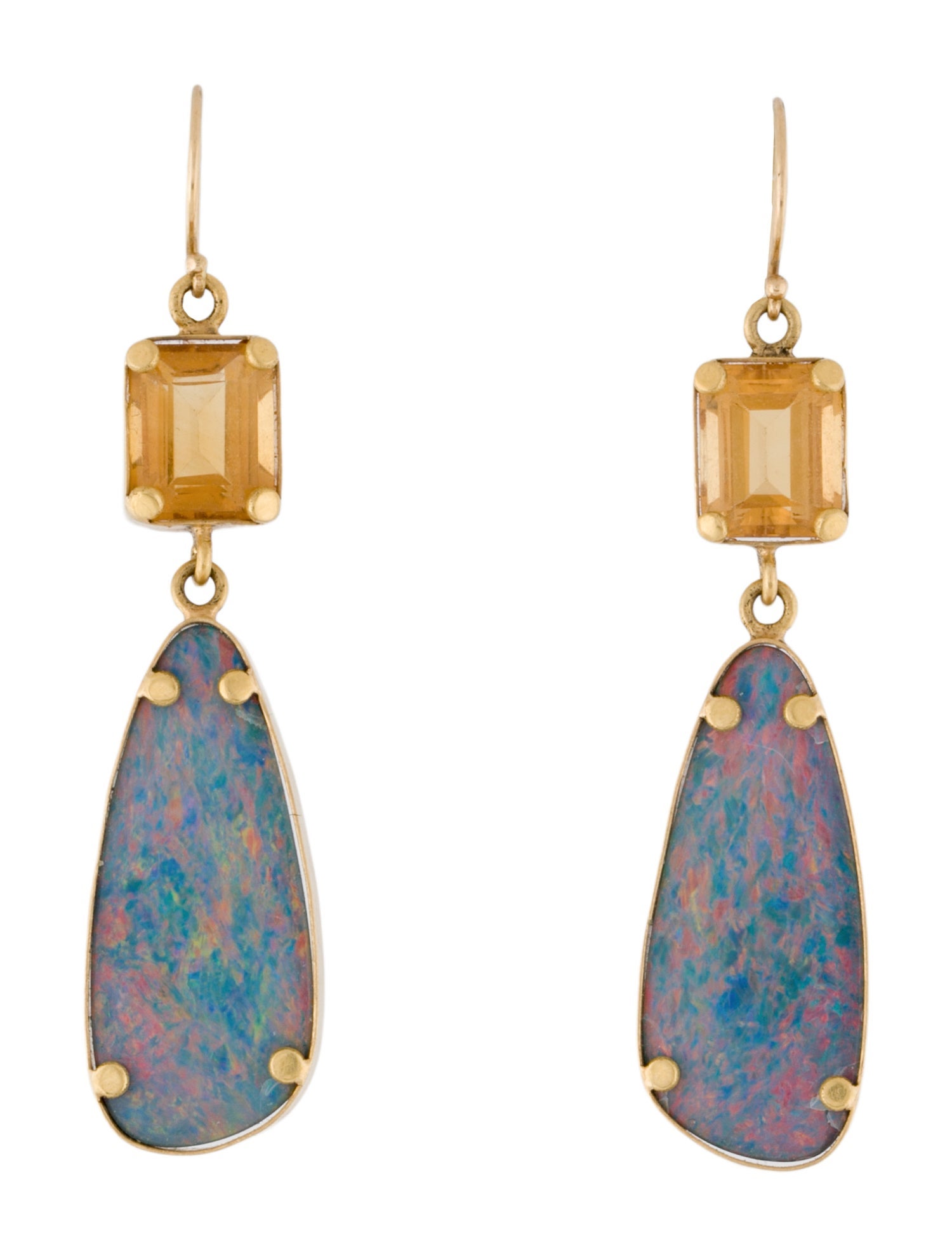 Earrings 22K Opal & Citrine Drop