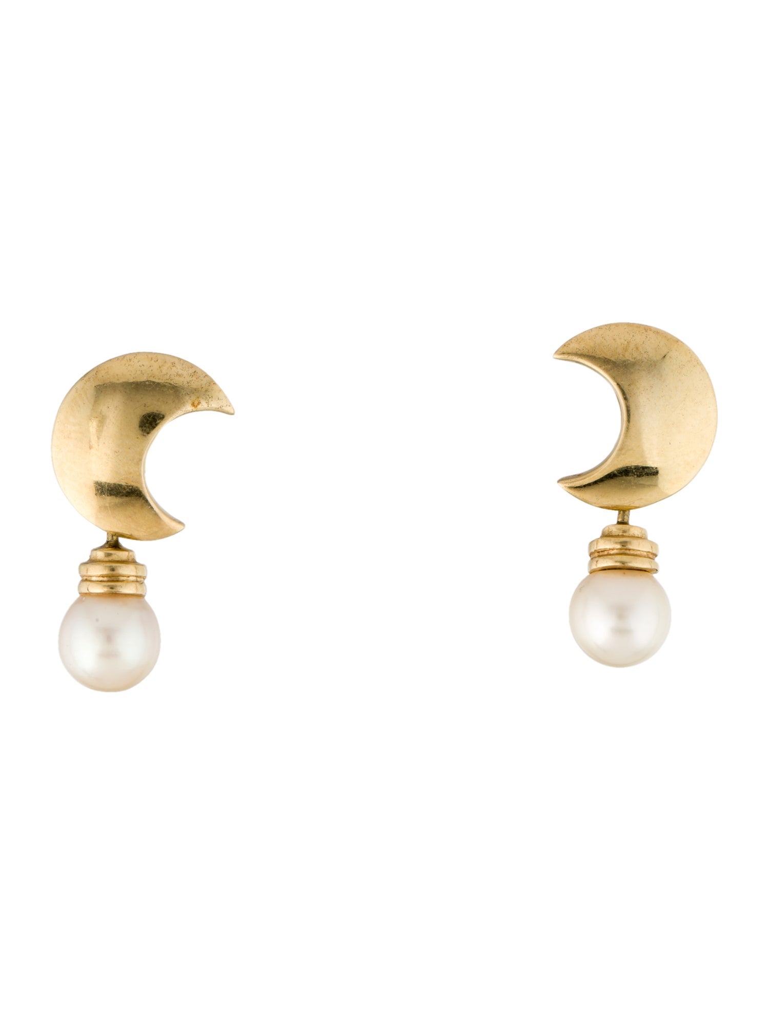Earrings 14K Cultured Pearl Moon Drop