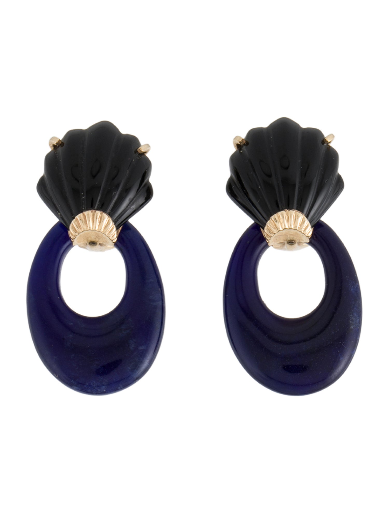 Earrings 14K Onyx & Sodalite