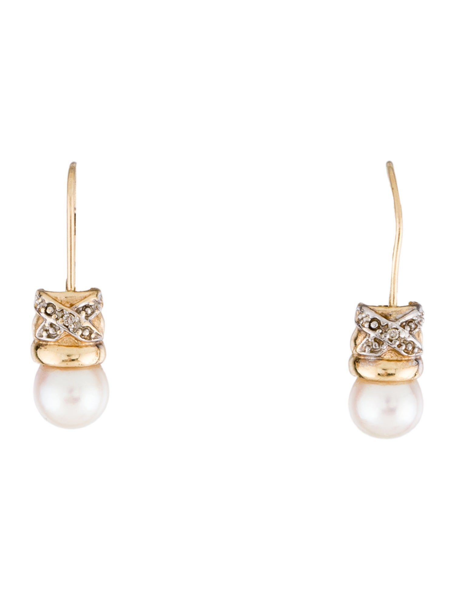 Earrings 14K Pearl & Diamond Drop