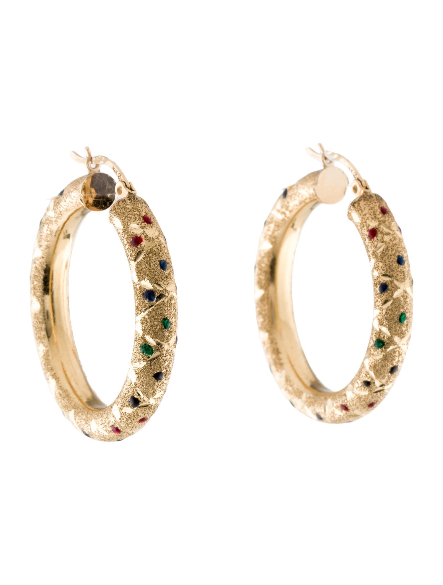 Earrings 14K Enamel Hoop