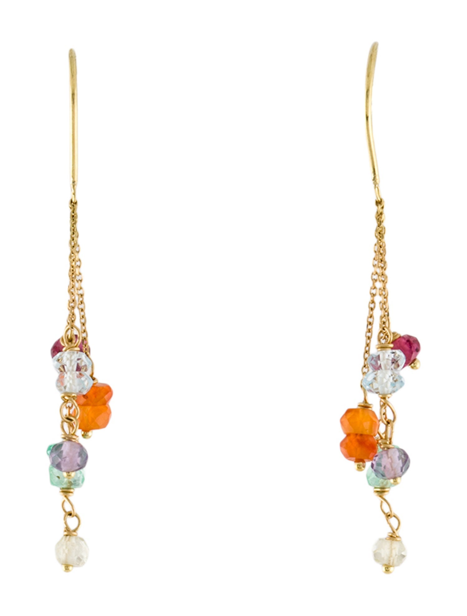 Earrings Sweet Pea 18K Multistone Love is Love Long Hook