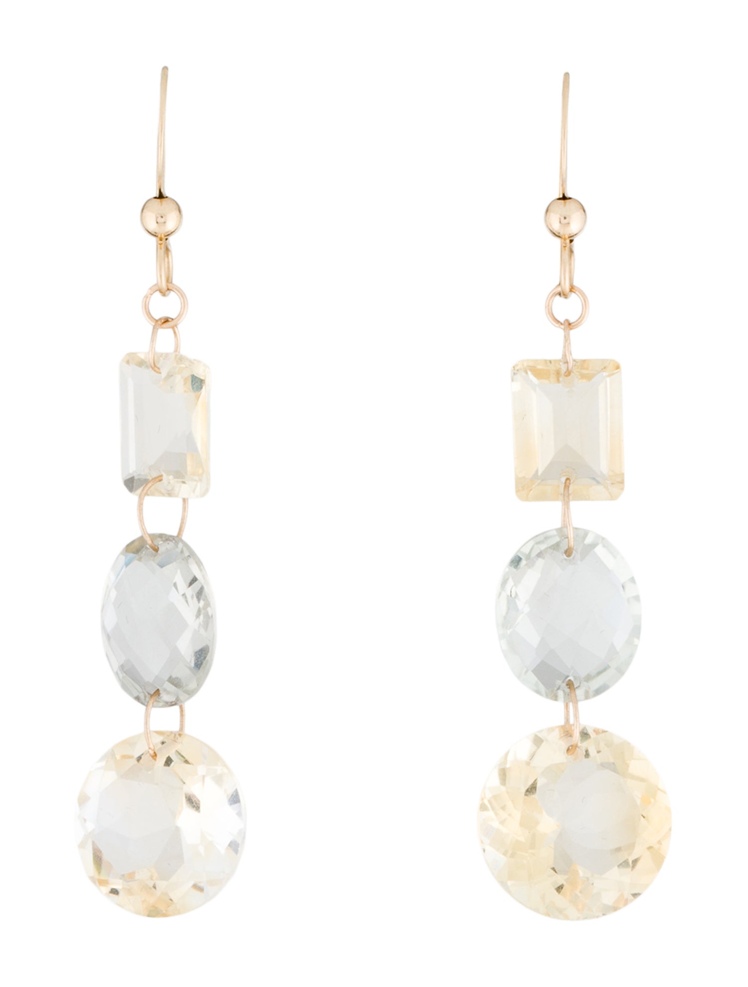 Earrings 14K Citrine & Prasiolite Drop