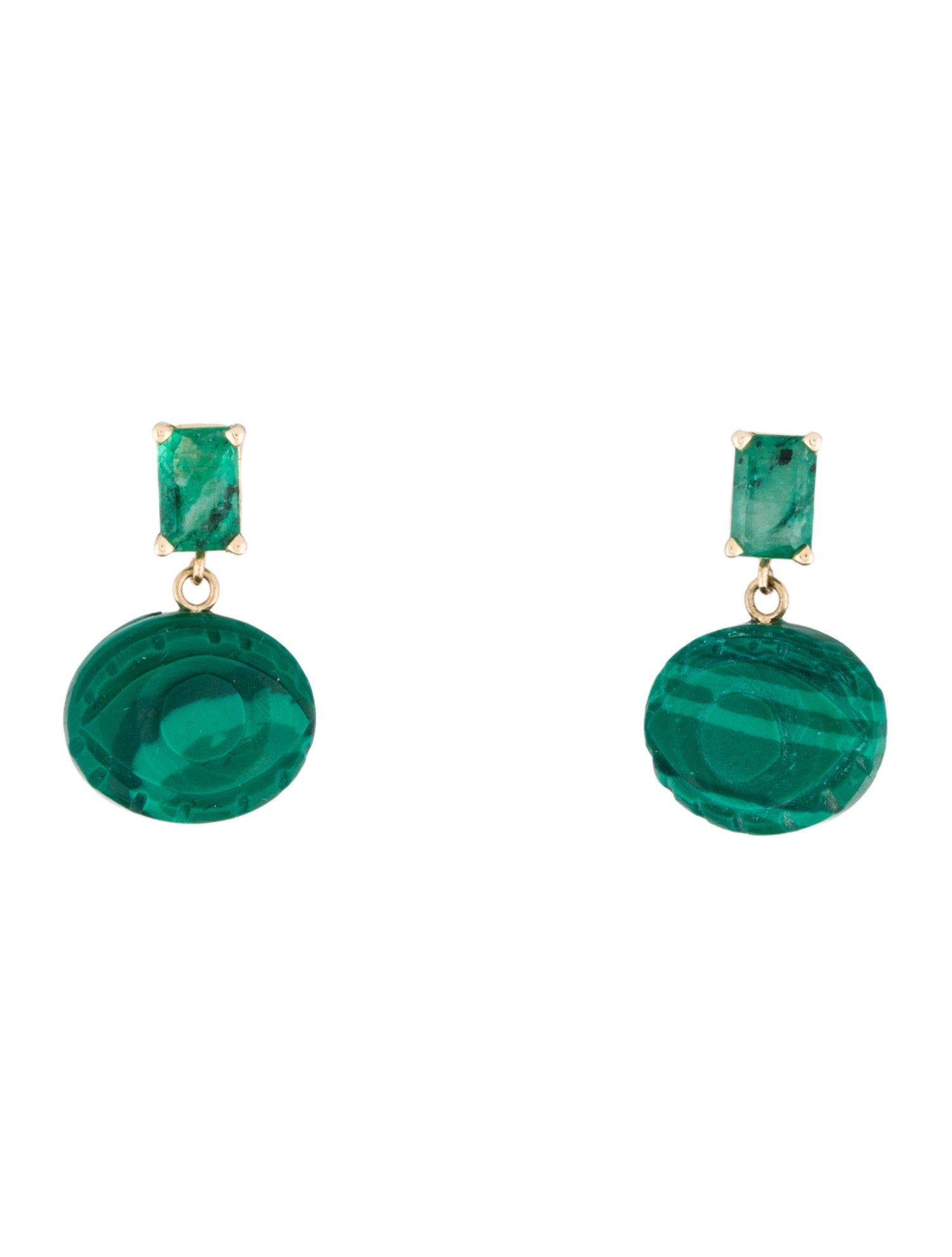 Earrings 14K Emerald & Resin Evil Eye Drop