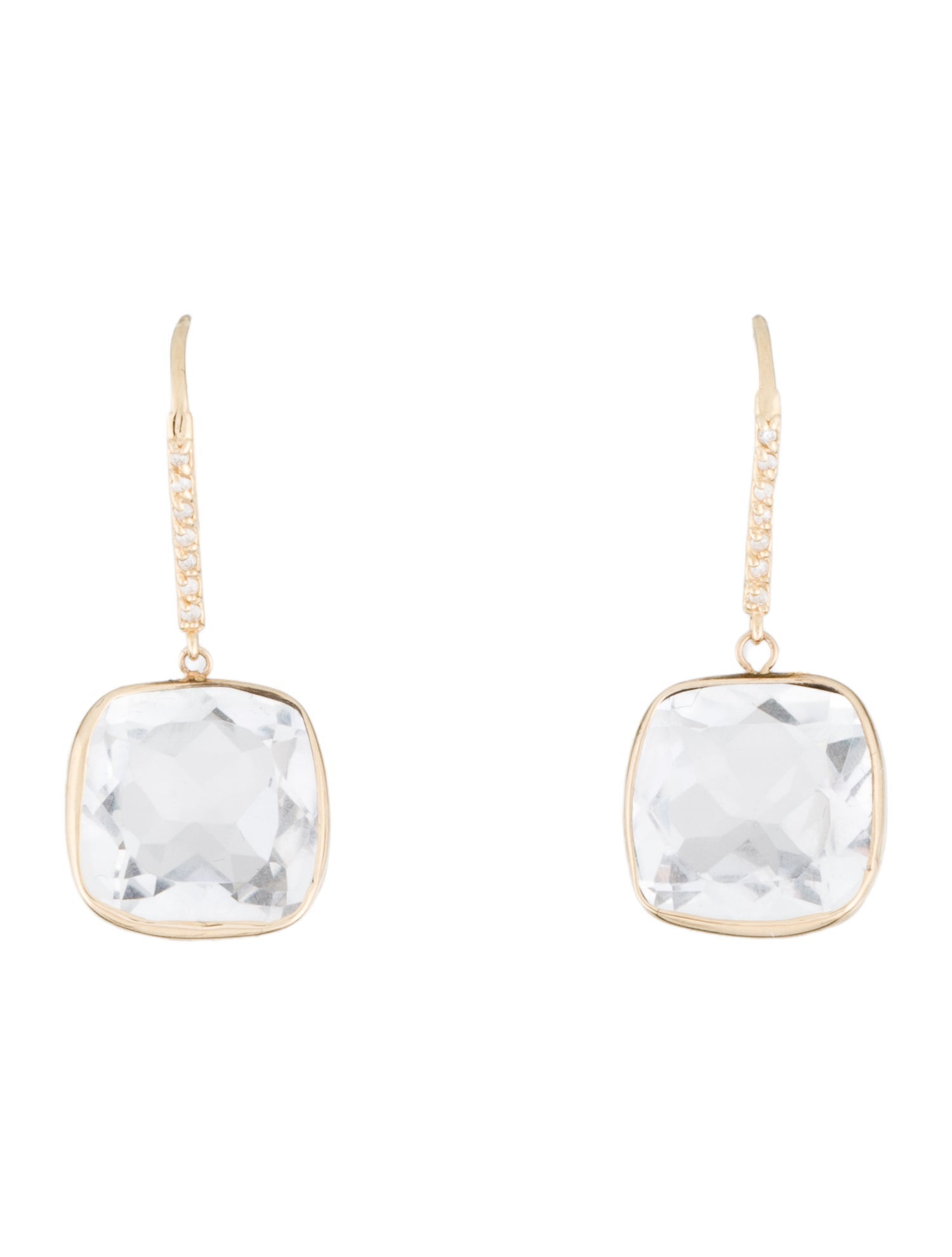 Earrings 14K 12.54ctw Quartz & Diamond Drop