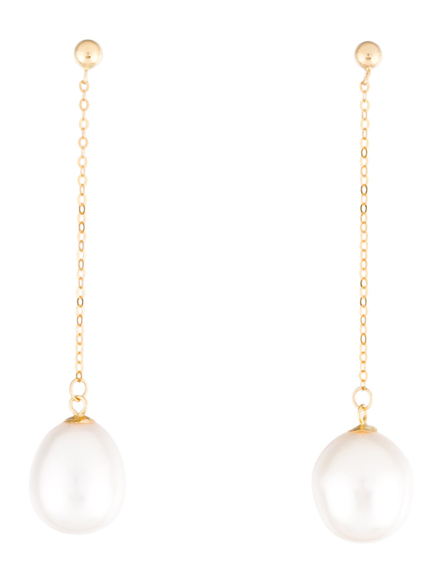 Earrings 18K Pearl Chain Drop