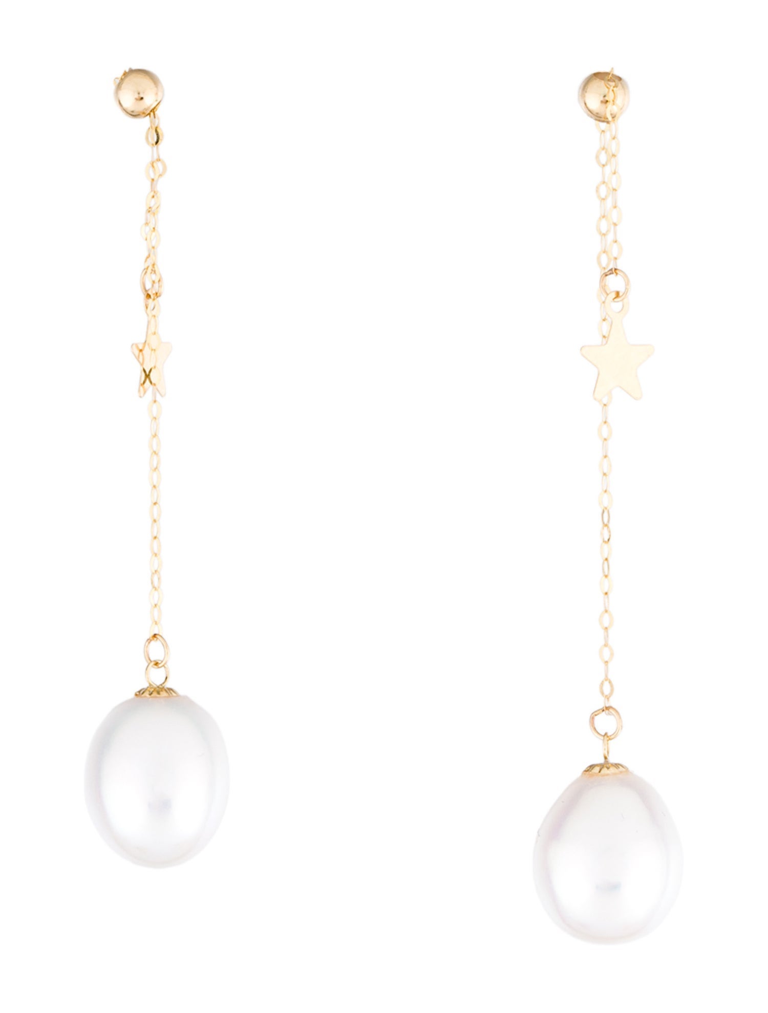 Earrings 18K Pearl Chain Drop