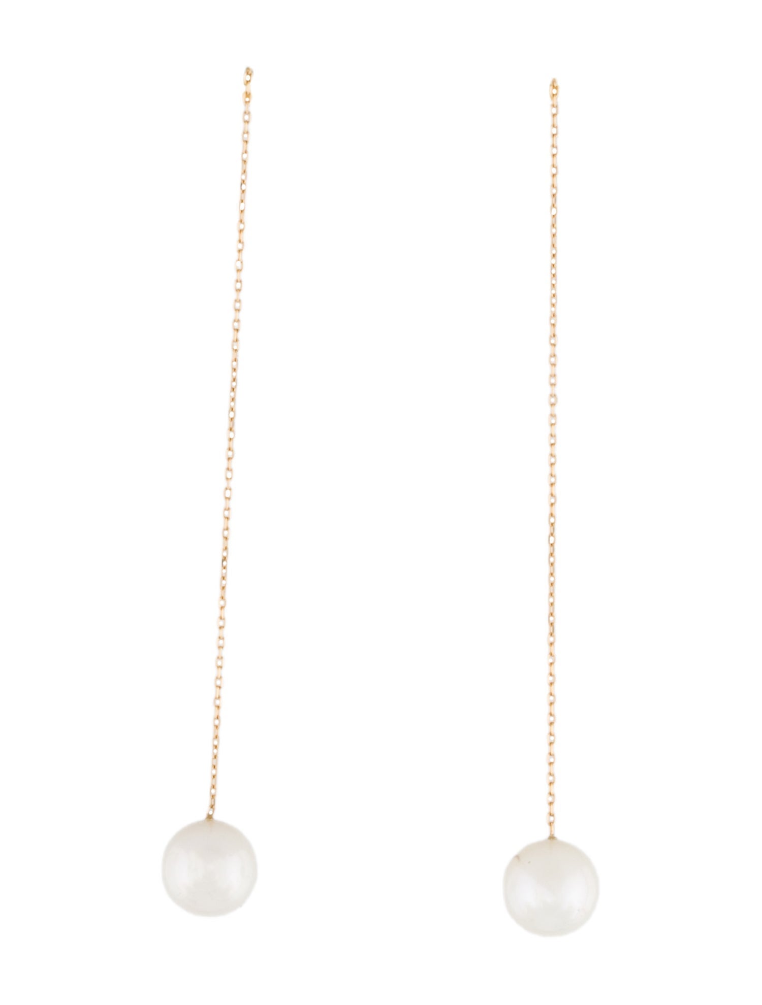 Earrings 18K Pearl Chain Drop