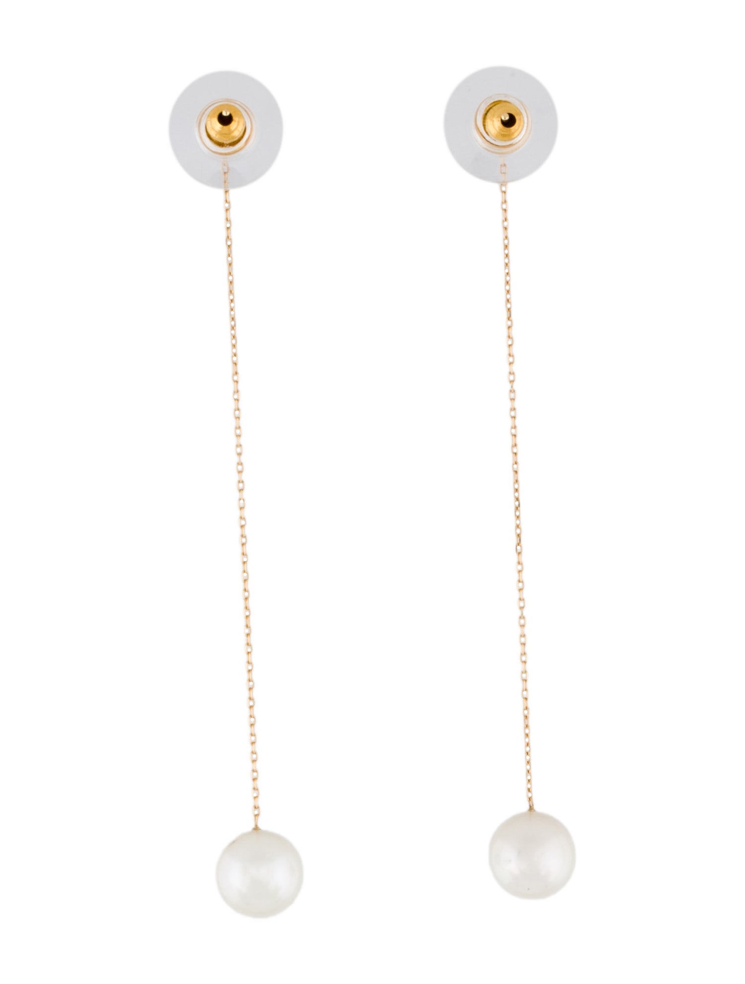 Earrings 18K Pearl Chain Drop
