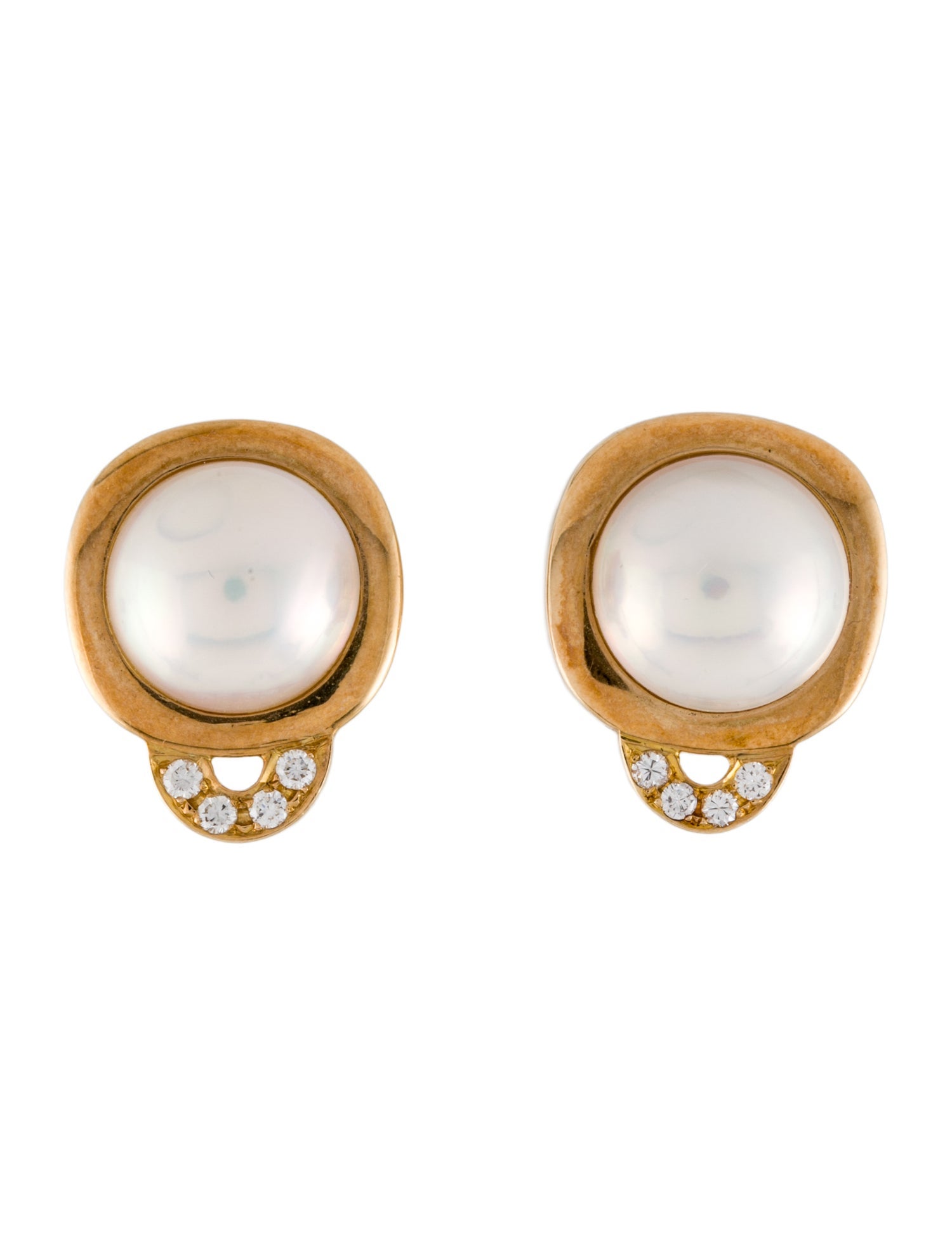 Earrings 14K Pearl & Diamond Clip-On