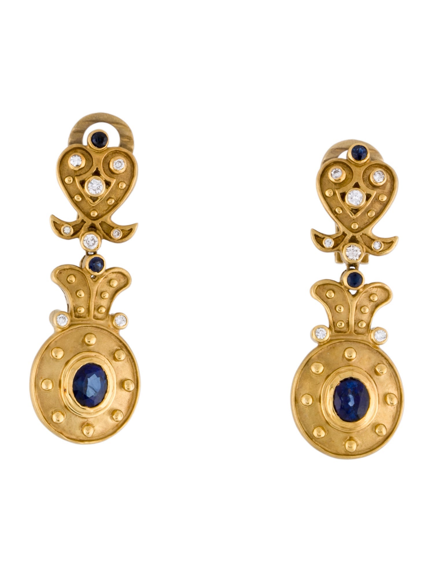 Earrings 18K Sapphire & Diamond Drop