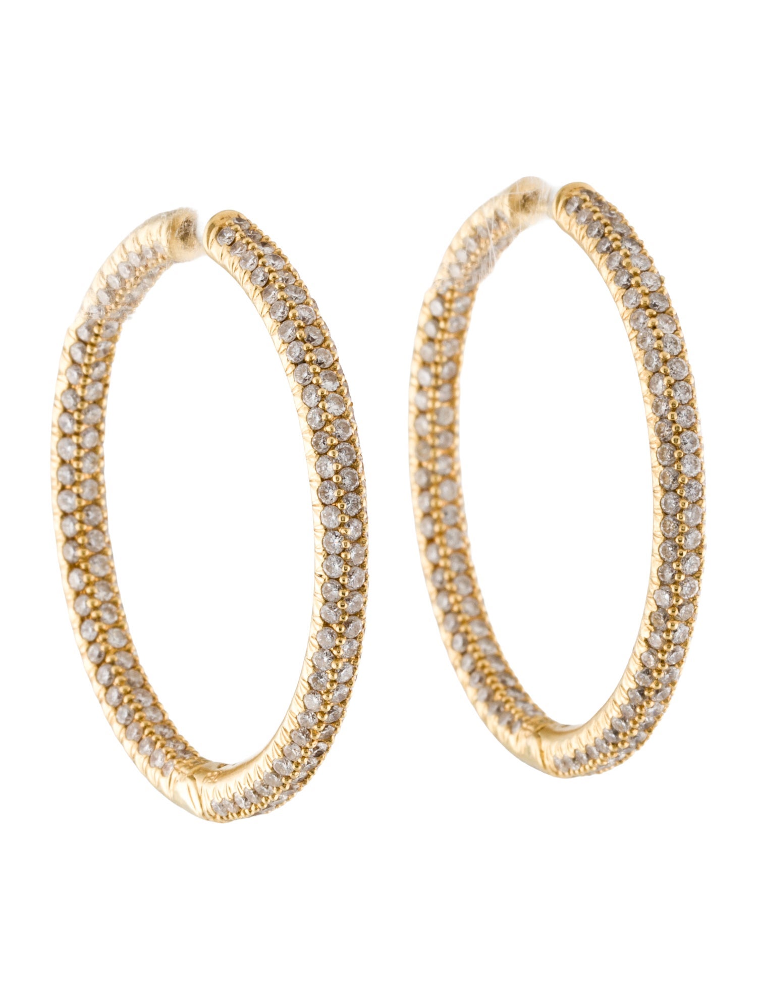 Earrings 18K 3.66ctw Diamond Pave Inside Out Hoop