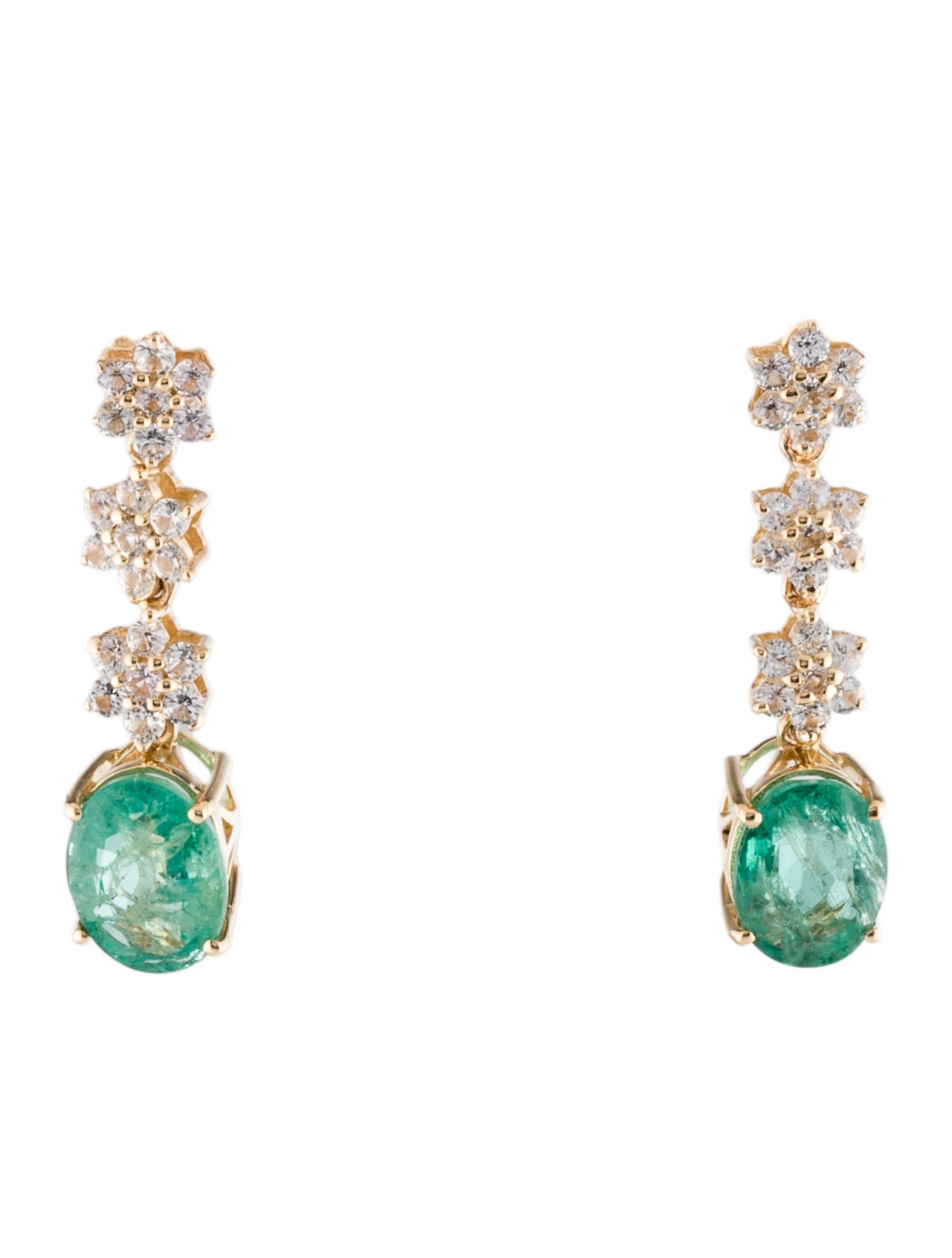 Earrings 14K 1.76ctw Emerald & Sapphire Drop