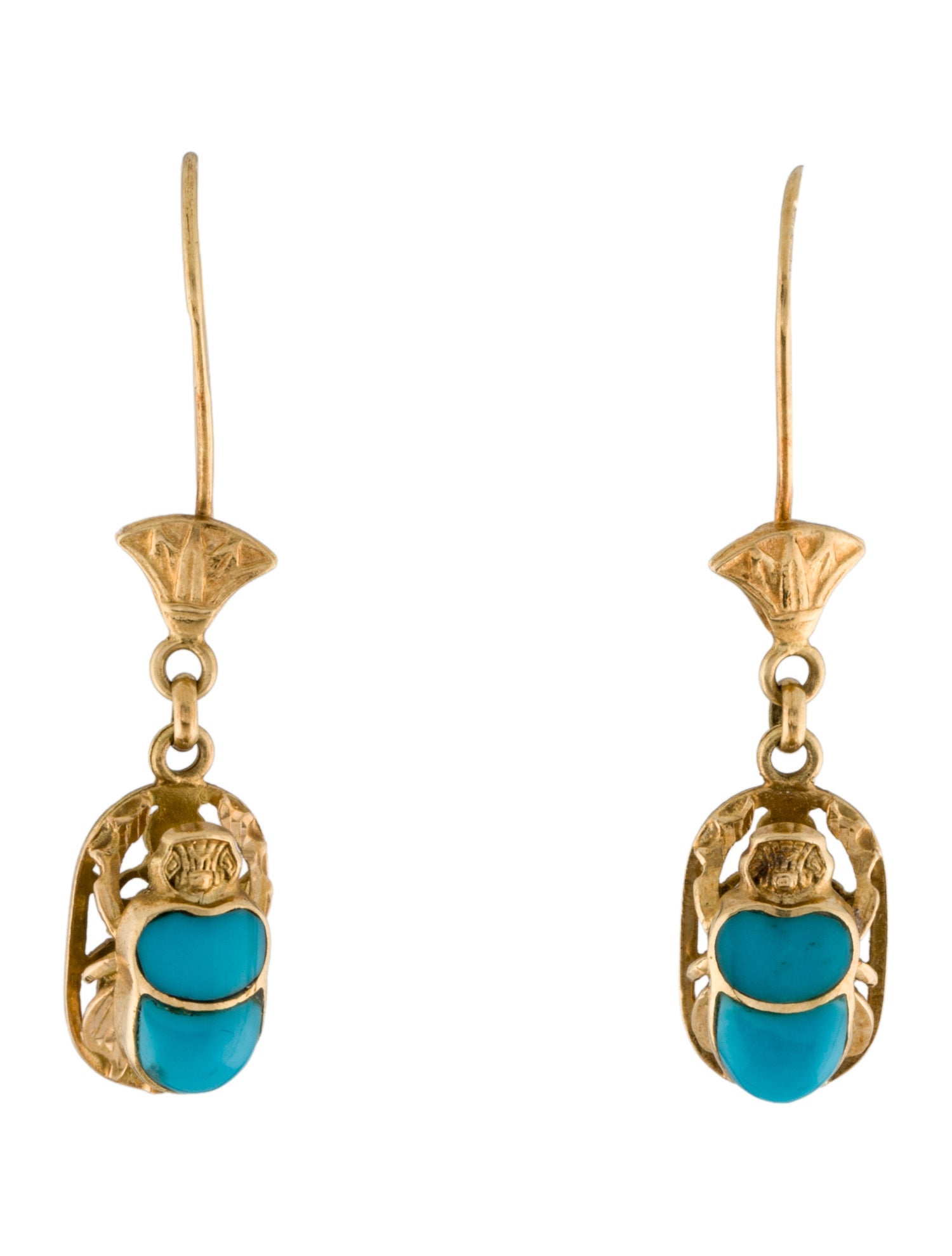 Earrings 18K Turquoise Scarab Drop